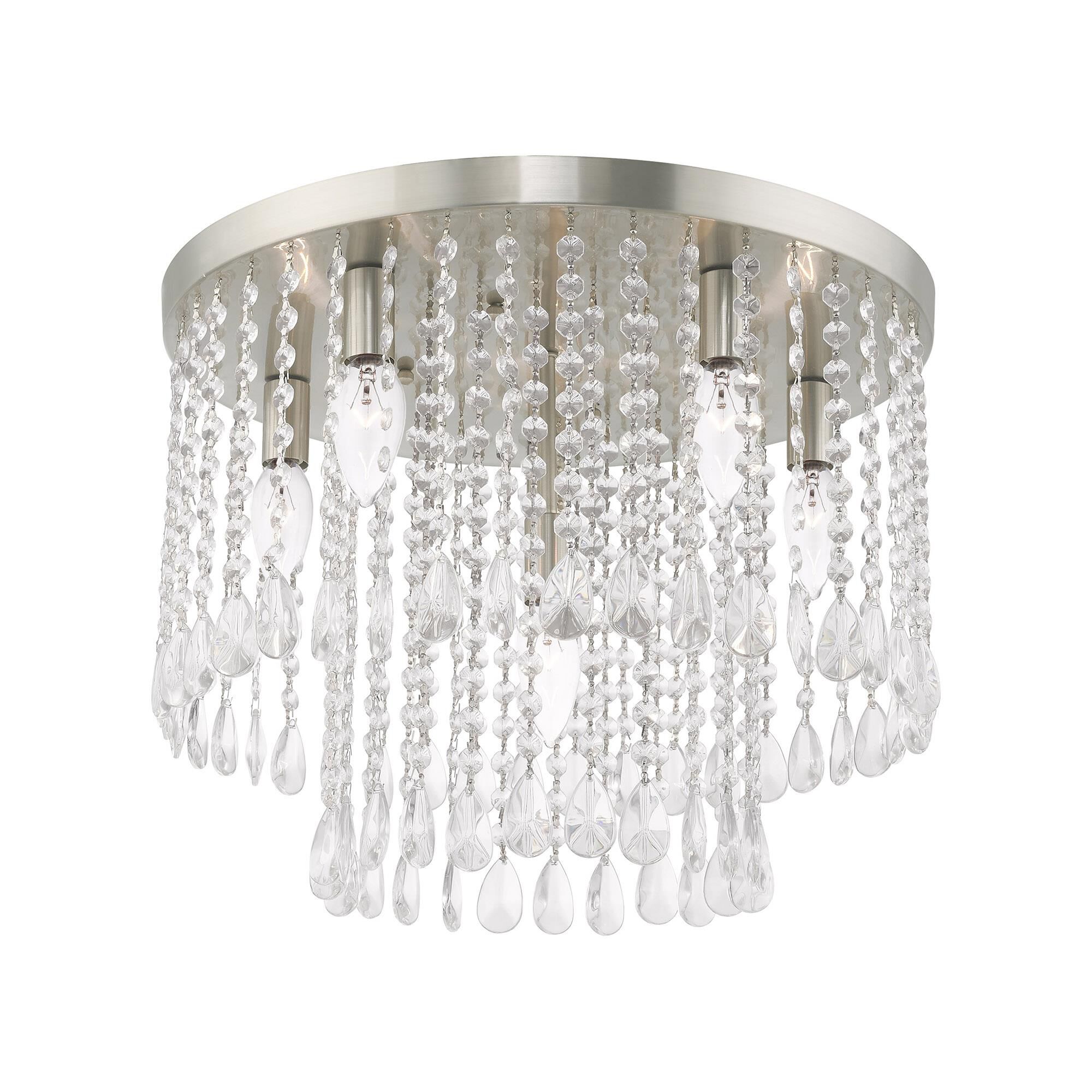 Shown in Brushed Nickel finish and Clear Crystals glass