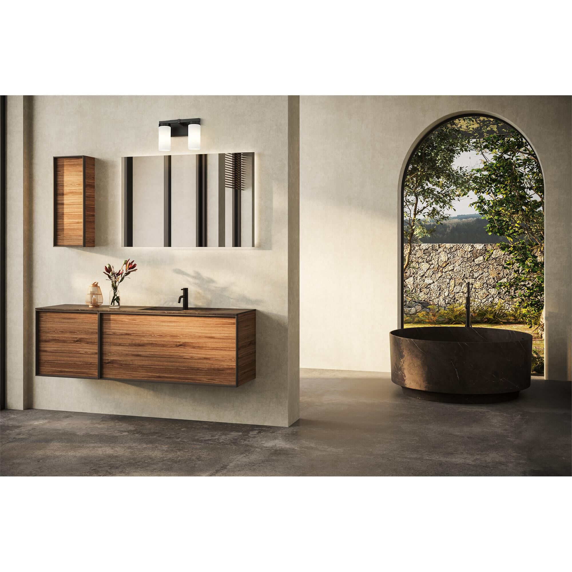 Shown in Matte Black finish and White glass and White shade