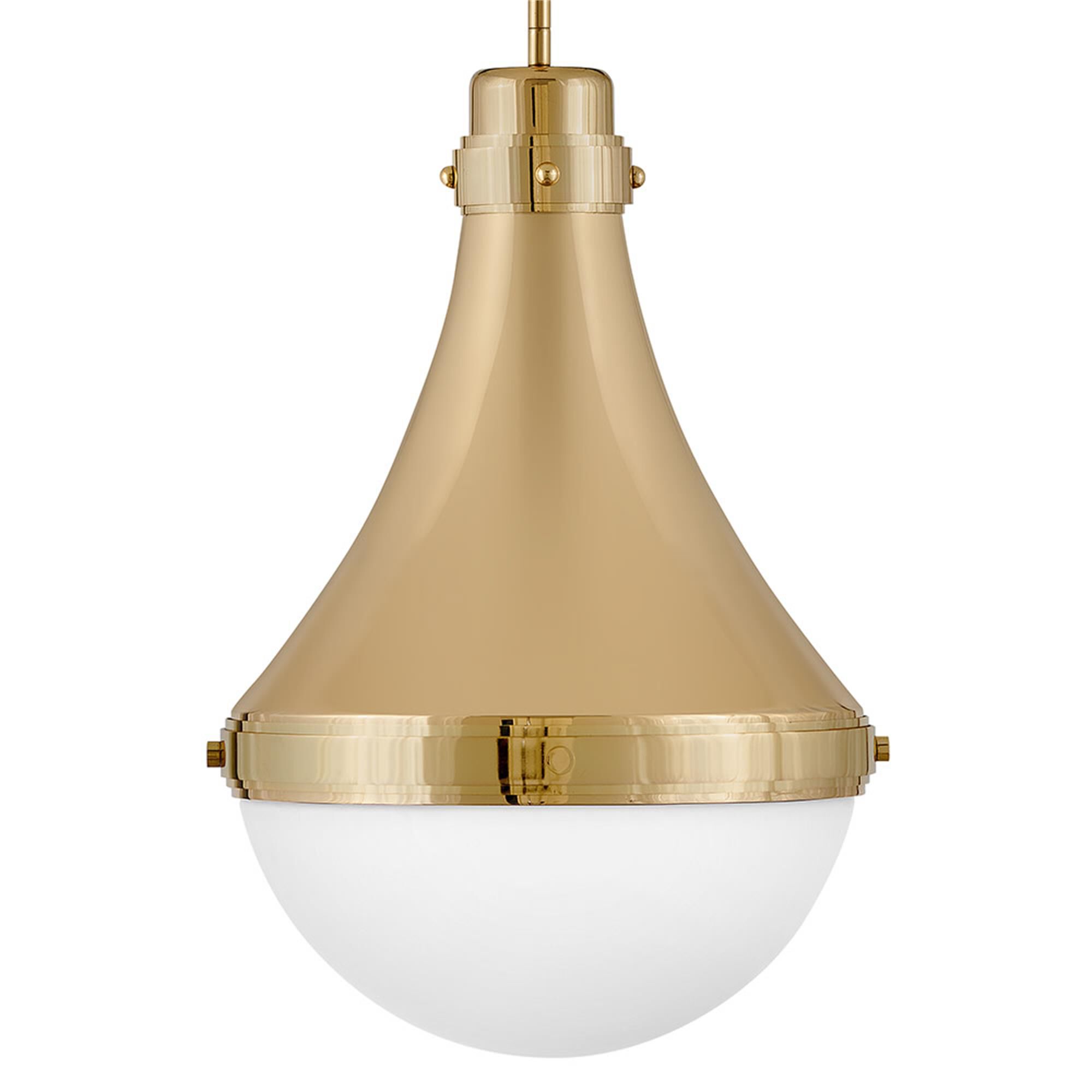 Shown in Bright Brass finish and Etched Opal glass