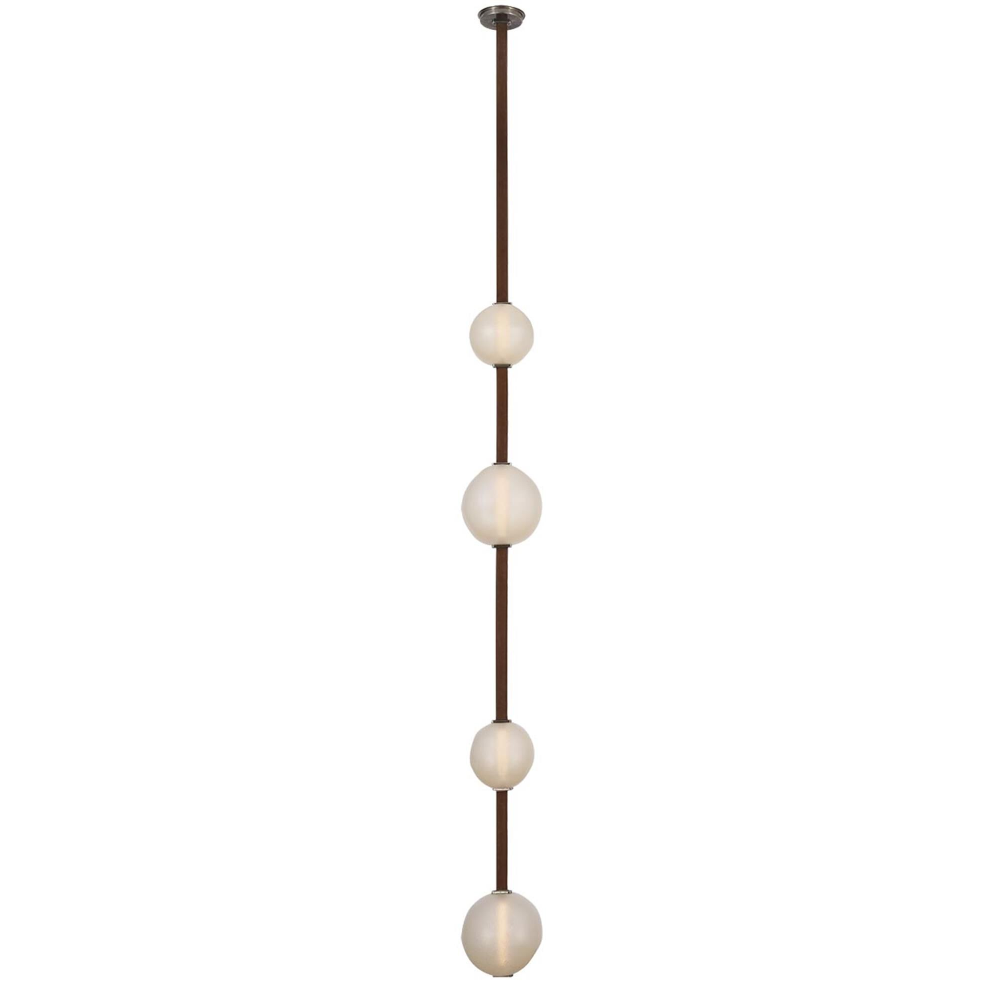 Shown in Russet Suede And Mottled Pewter finish and Fizzy Nude glass