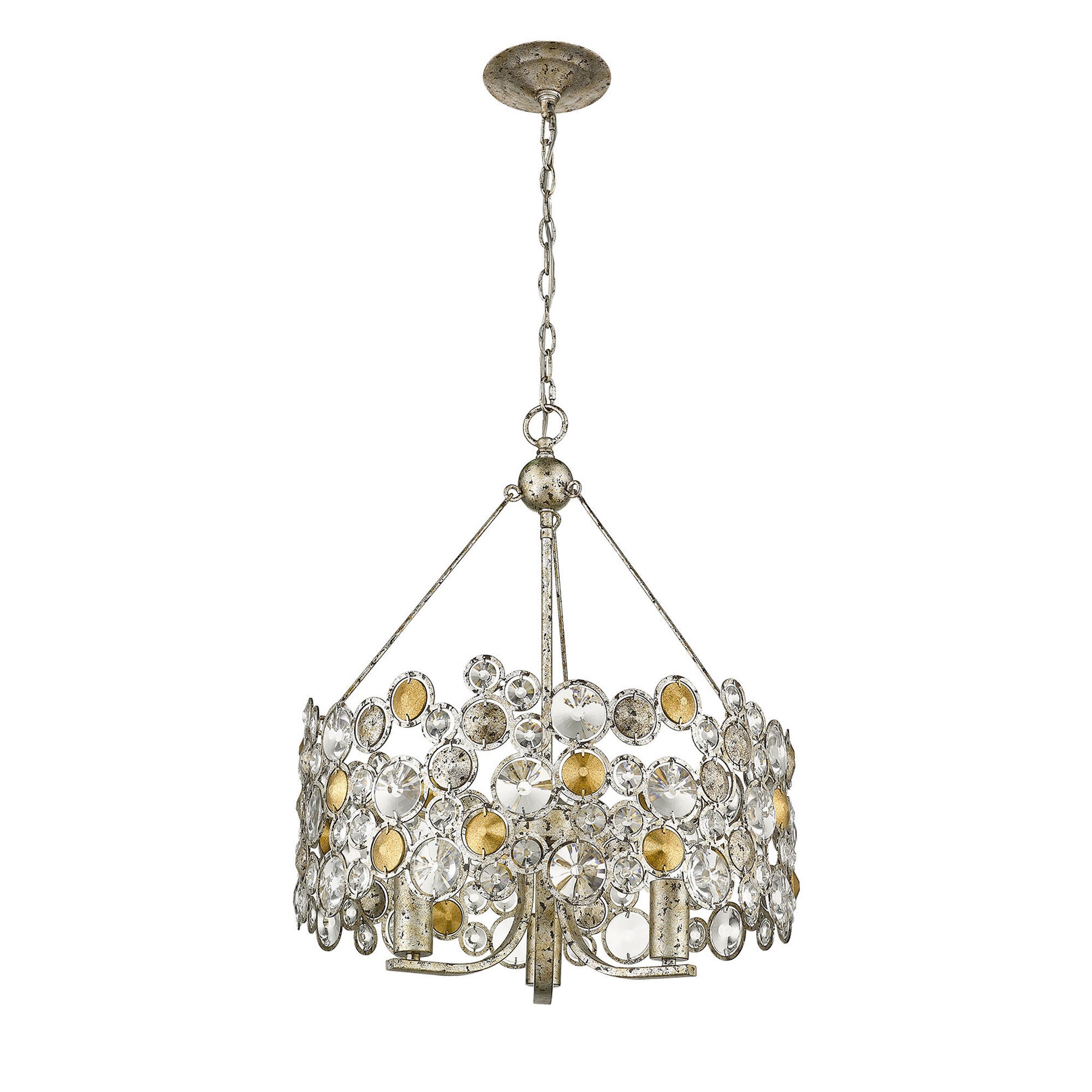 Shown in Antique Silver Leaf finish and -- glass and -- shade