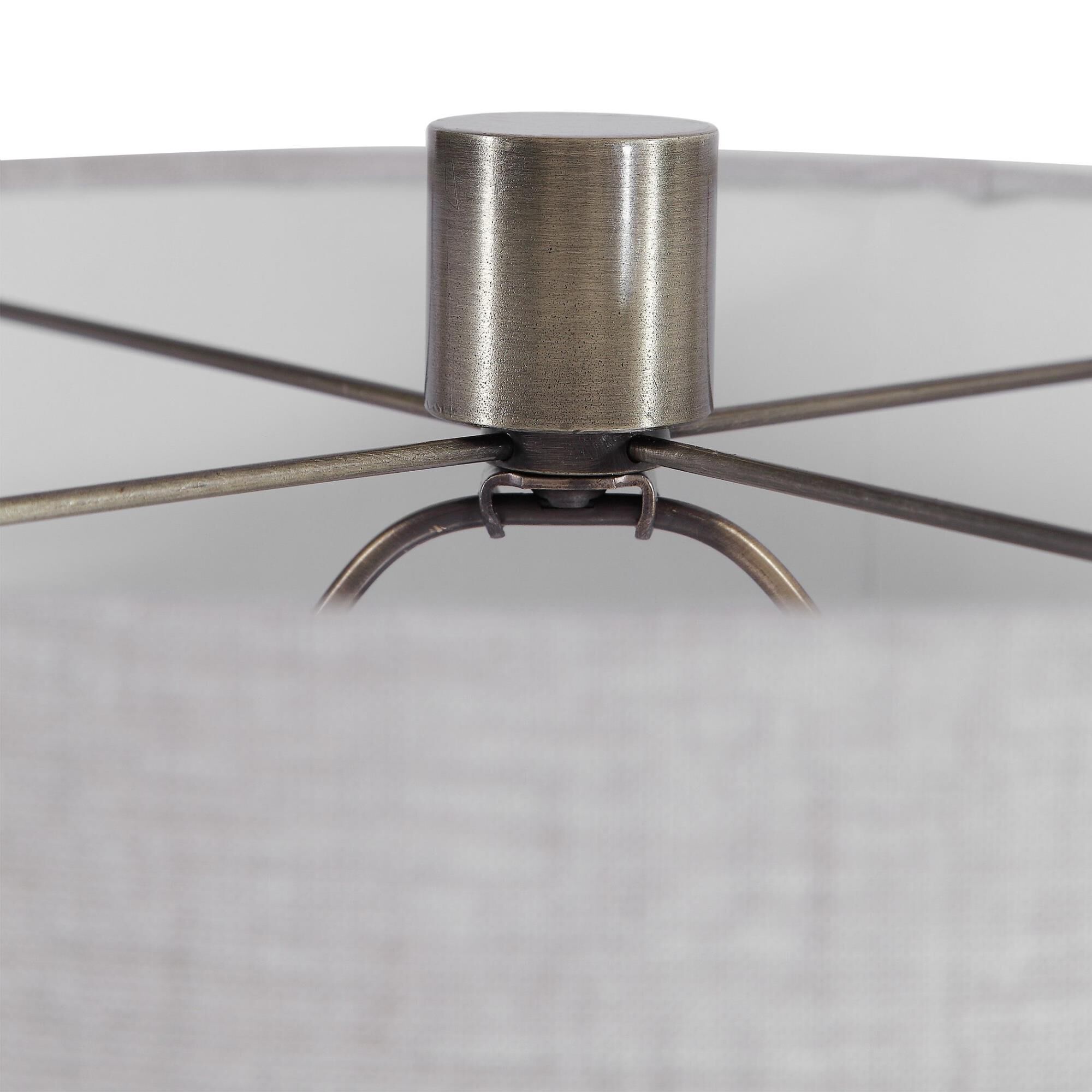 Shown in A White Ceramic Artichoke In A White Crackled Glaze With Aged Brown Tips Accents This Table Lamp. Br finish and Round Drum Hardback shade