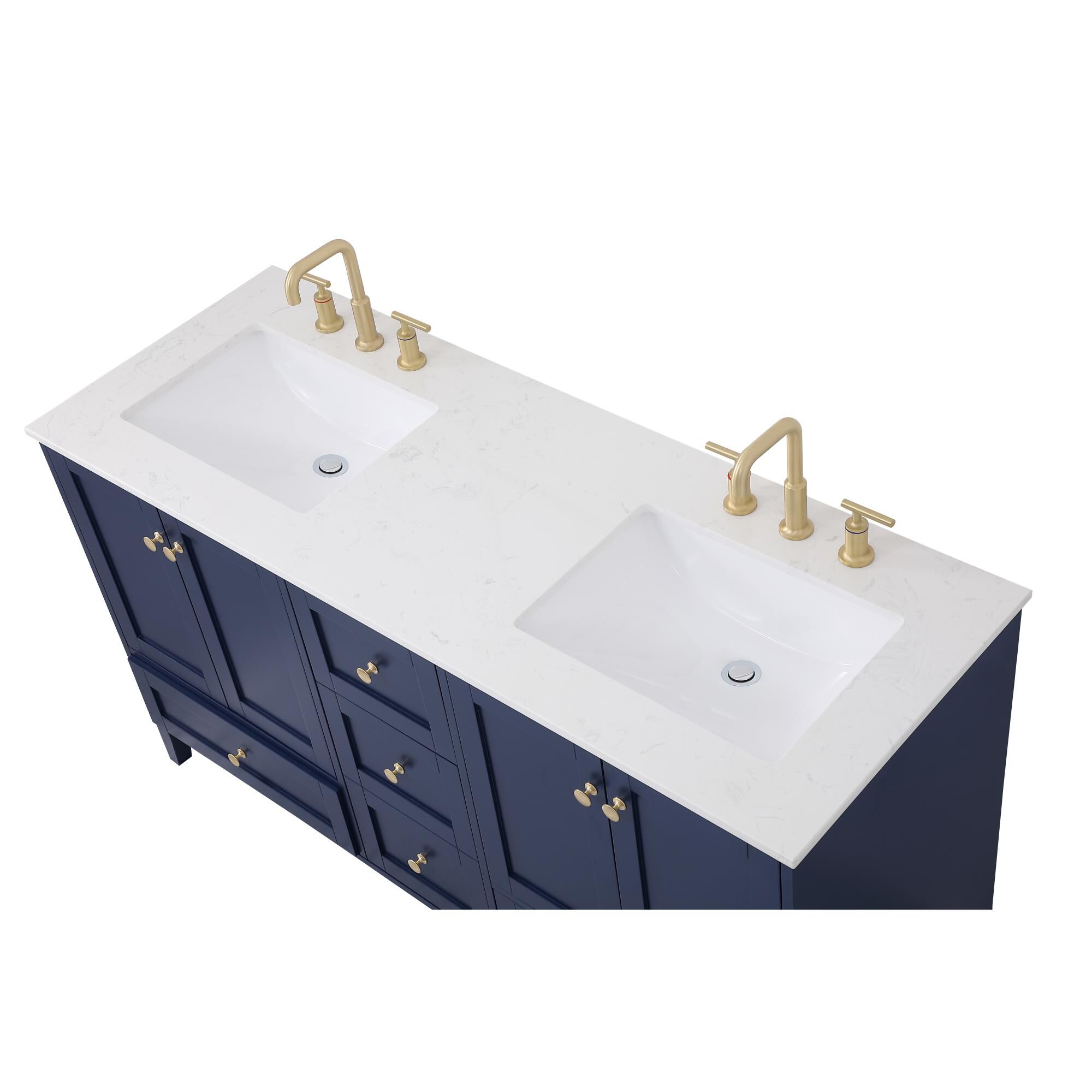 Shown in Blue And Gold With Calacatta Quartz finish