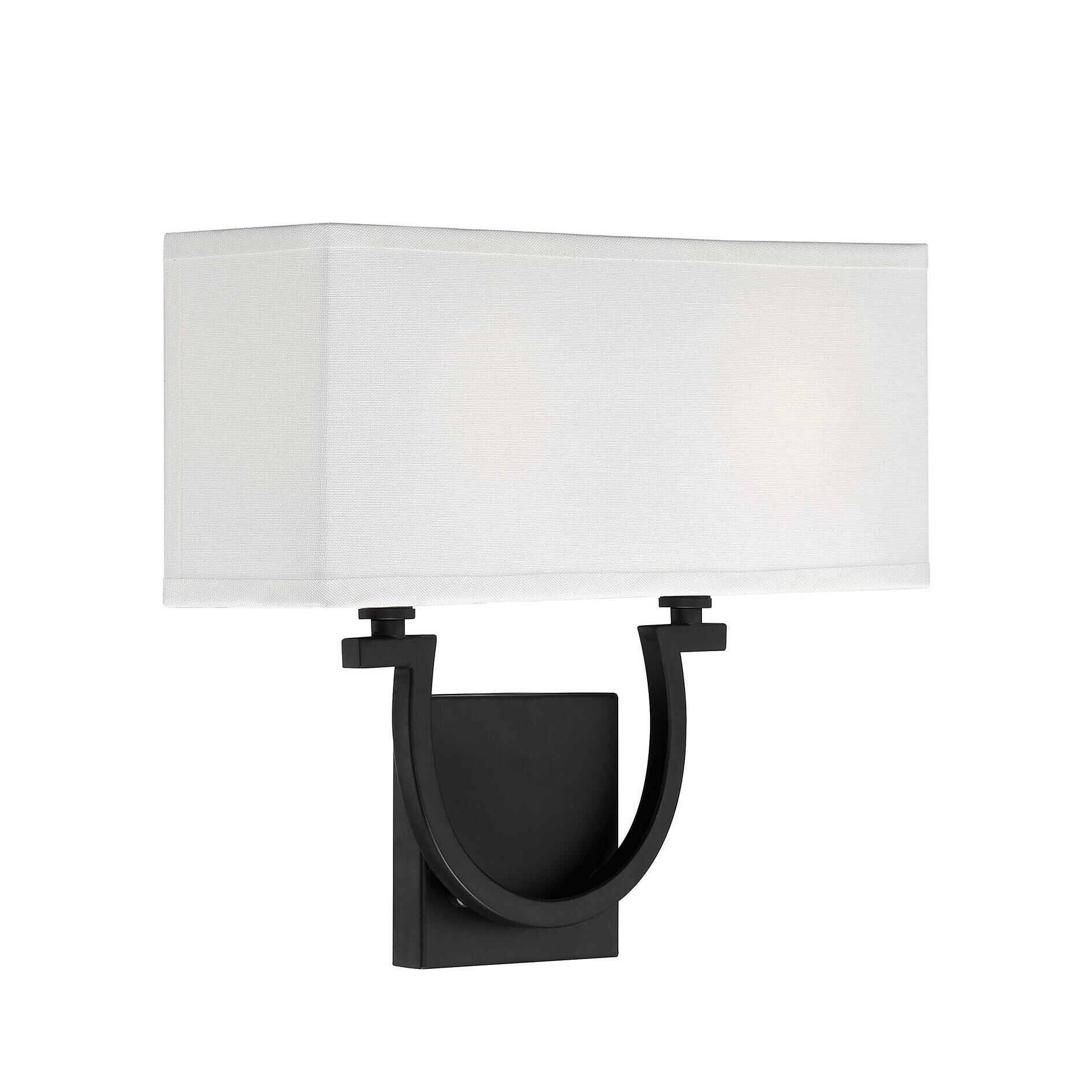 Shown in Matte Black finish and White Linen shade