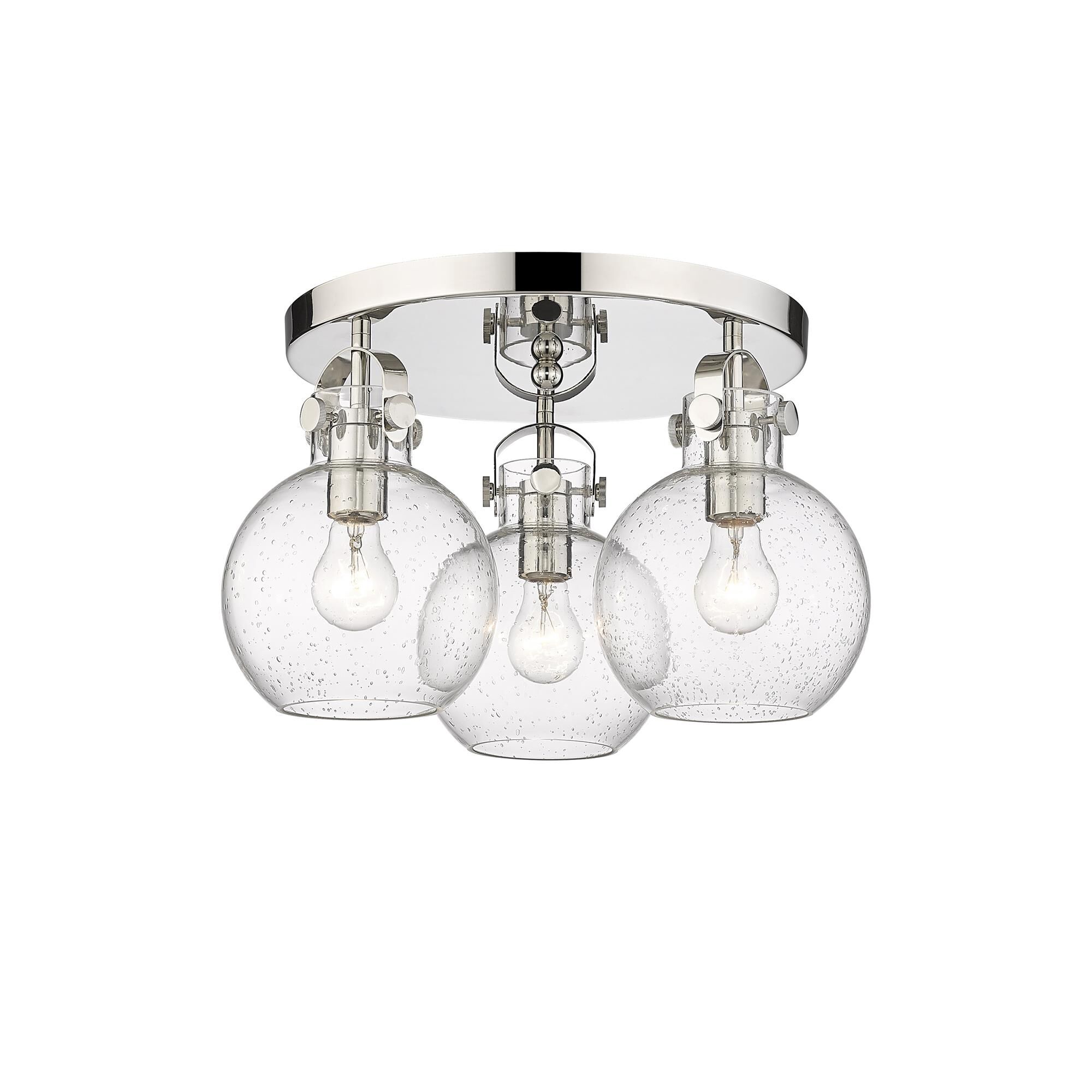 Shown in Polished Nickel finish and Seedy glass