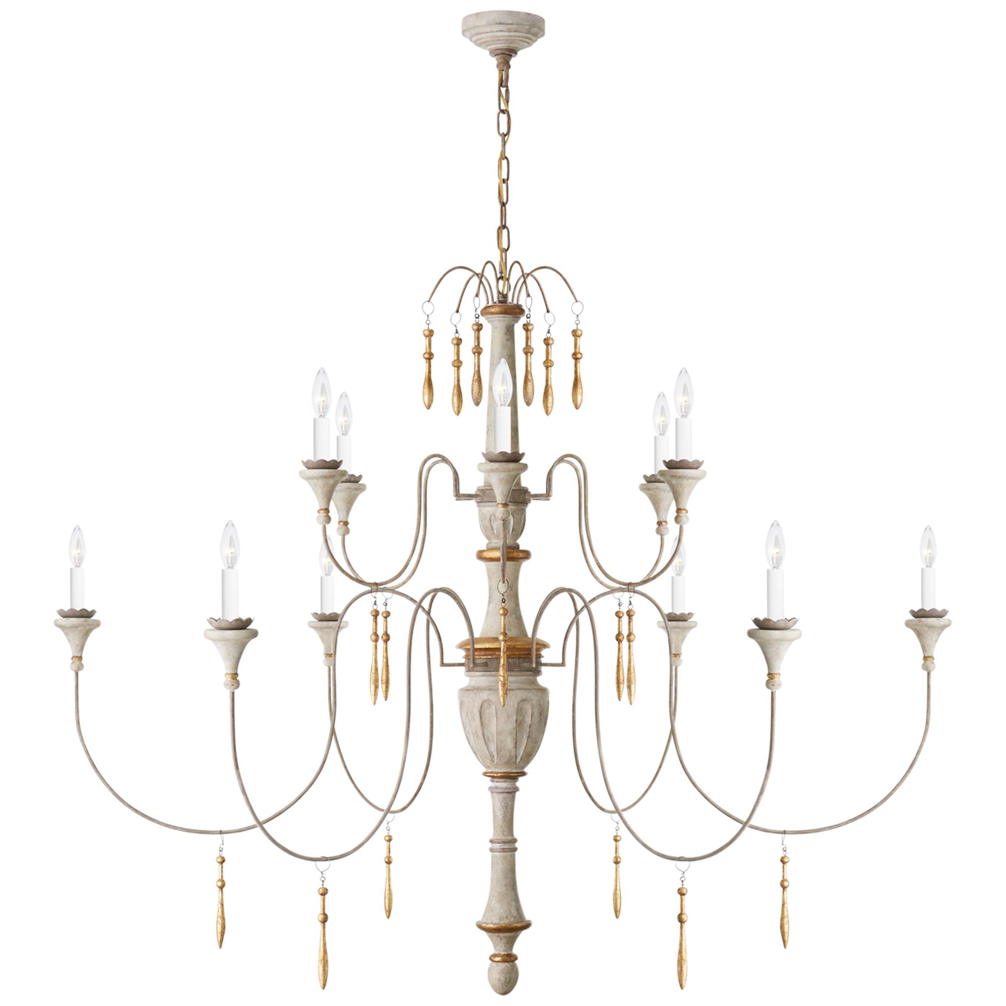 Shown in Vintage White And Gild finish and No Shade shade