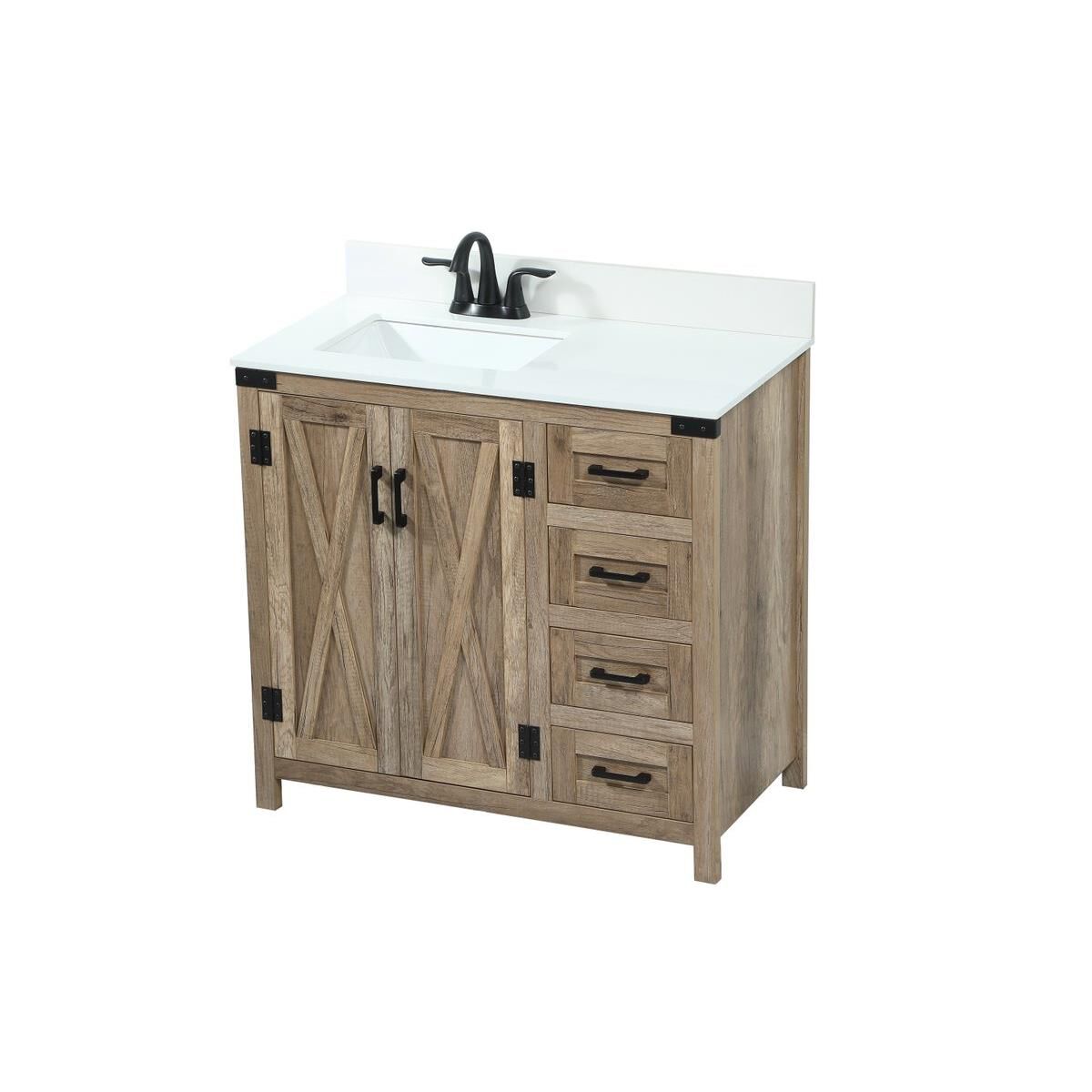 Shown in Natural Oak finish and With Backsplash accent