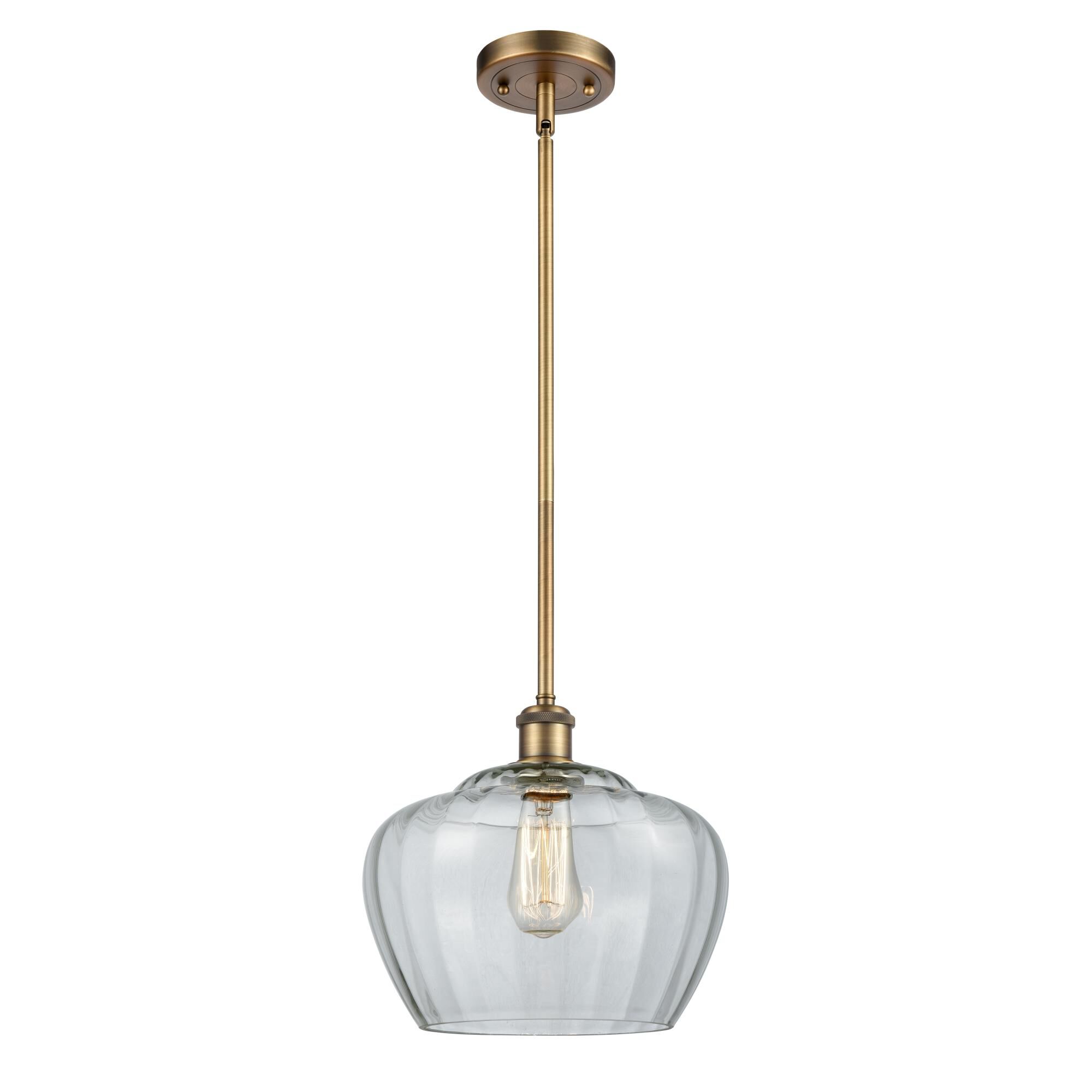 Shown in Brushed Brass finish and Bowl glass and Glass shade