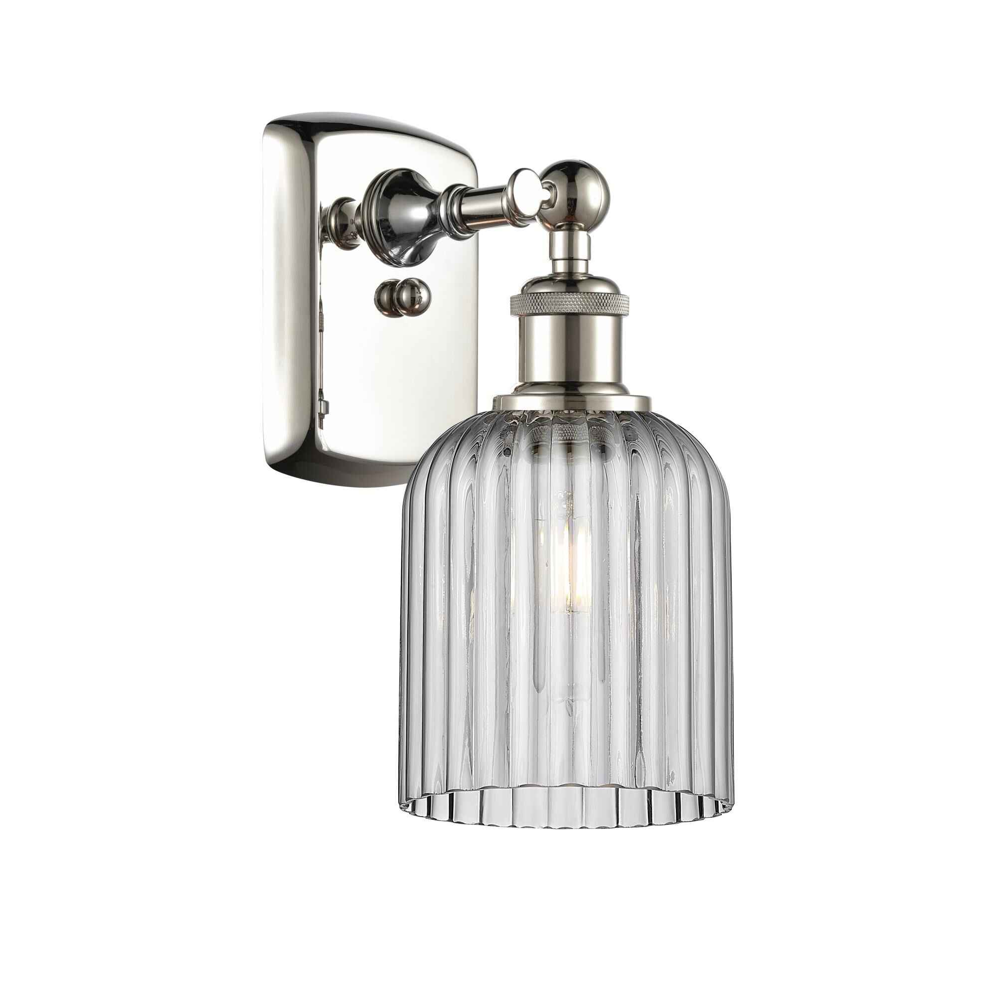 Shown in Polished Nickel finish and Light Smoke shade