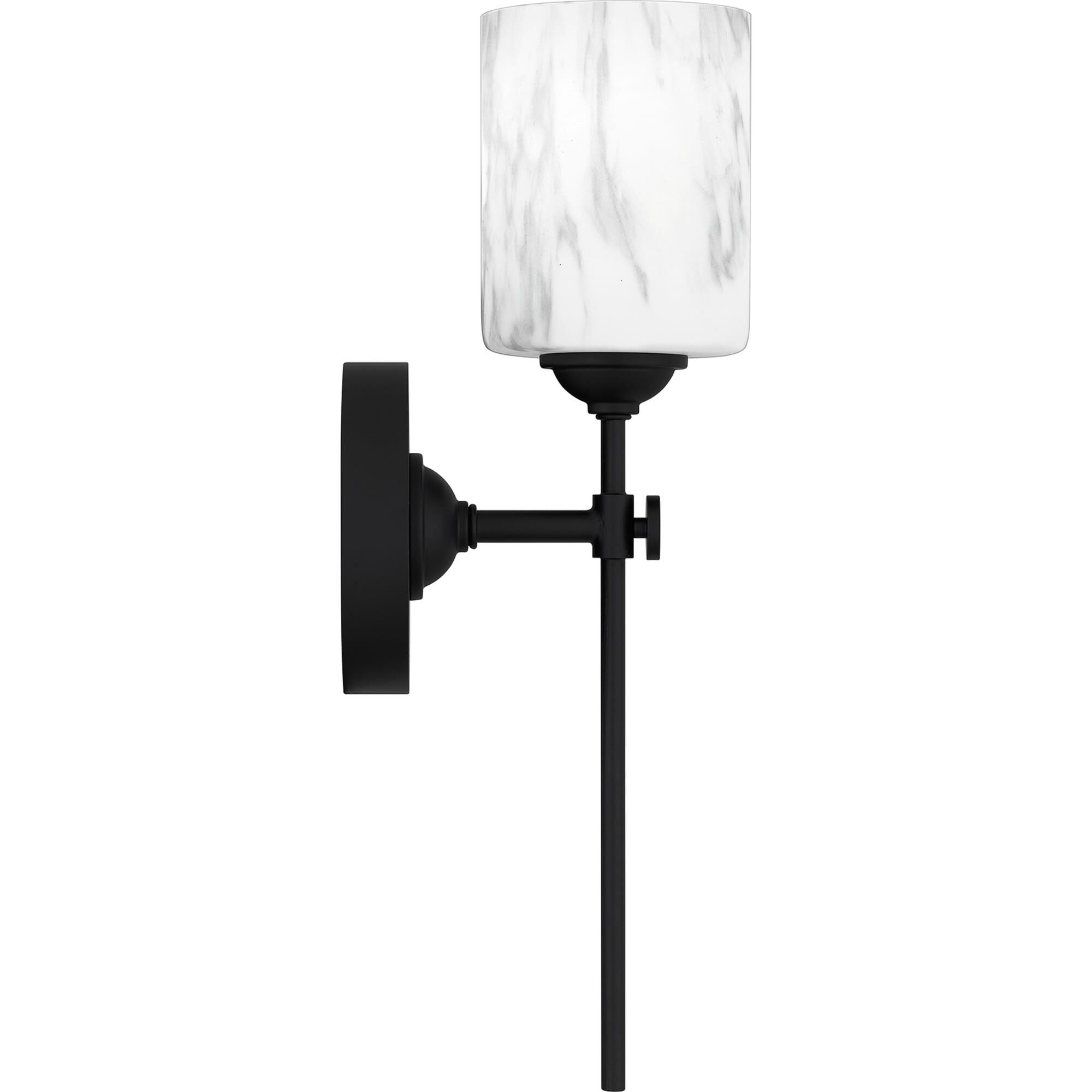 Shown in Matte Black finish and Marble Glass shade