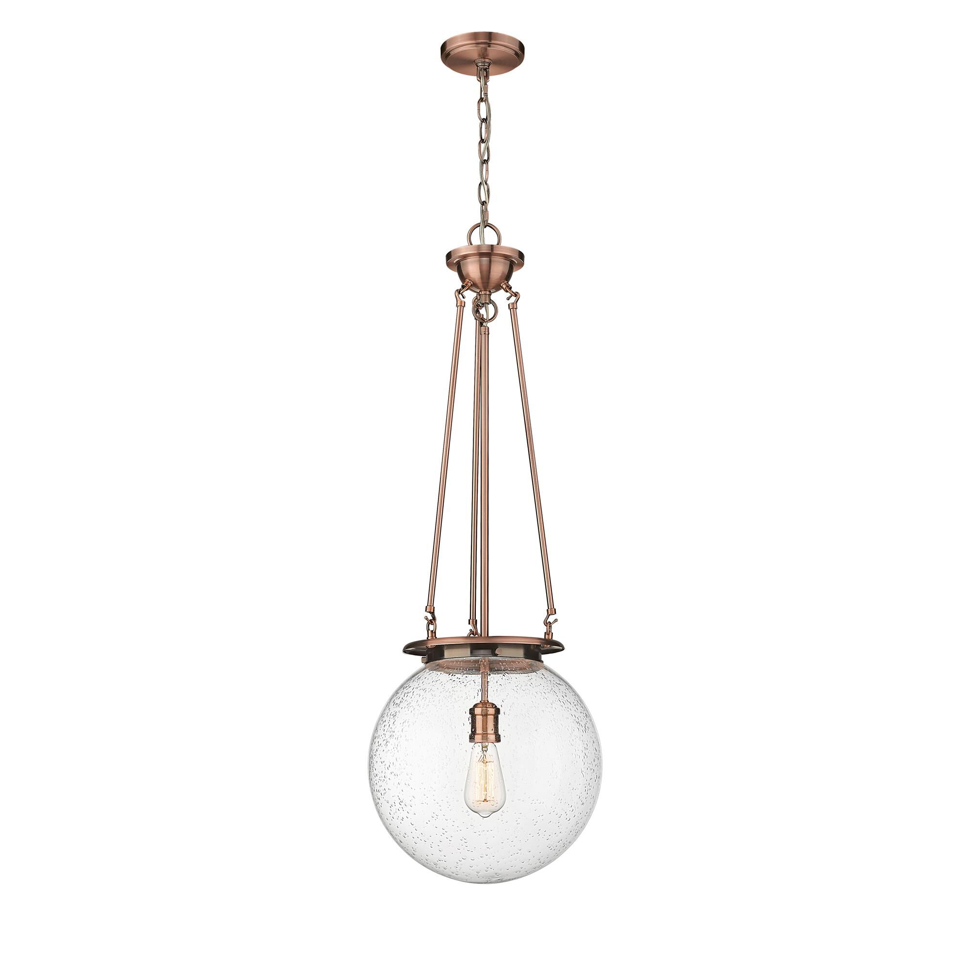 Shown in Antique Copper finish and Seedy glass