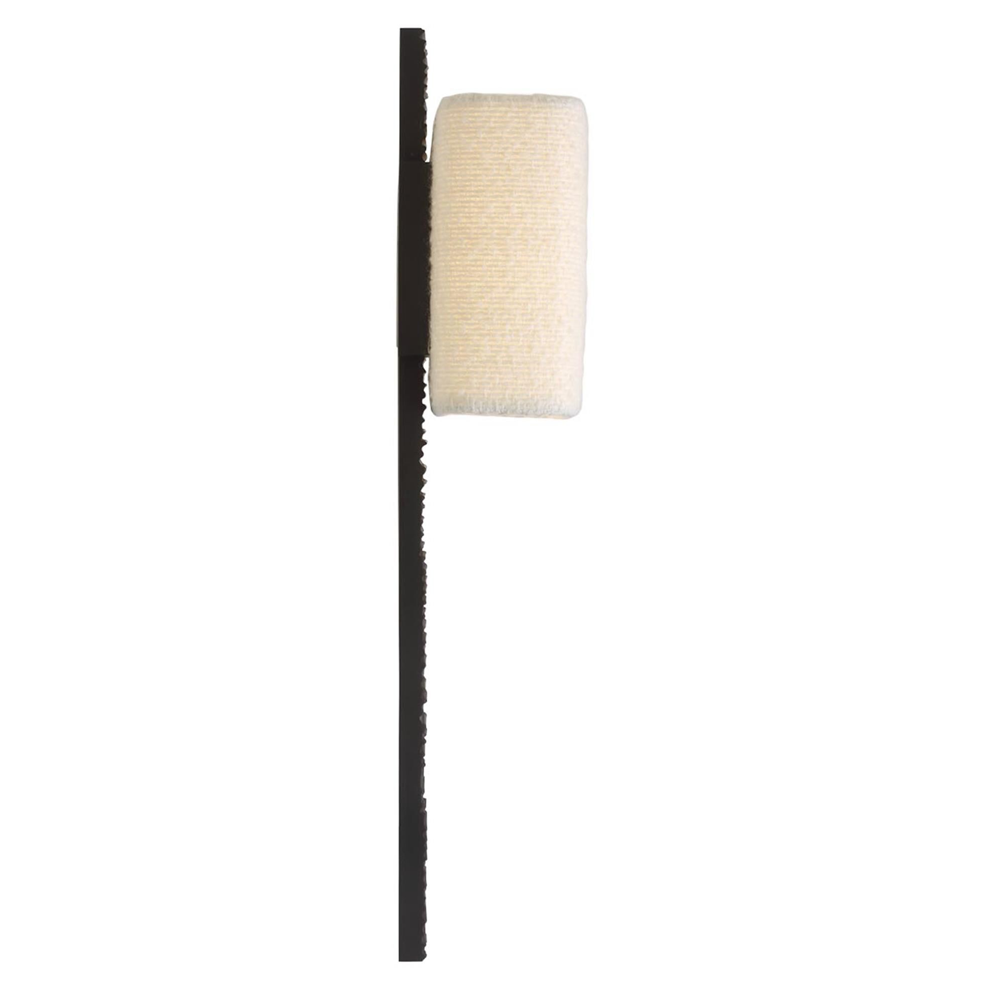 Shown in Ridged Carbon finish and Boucle Rectangle shade