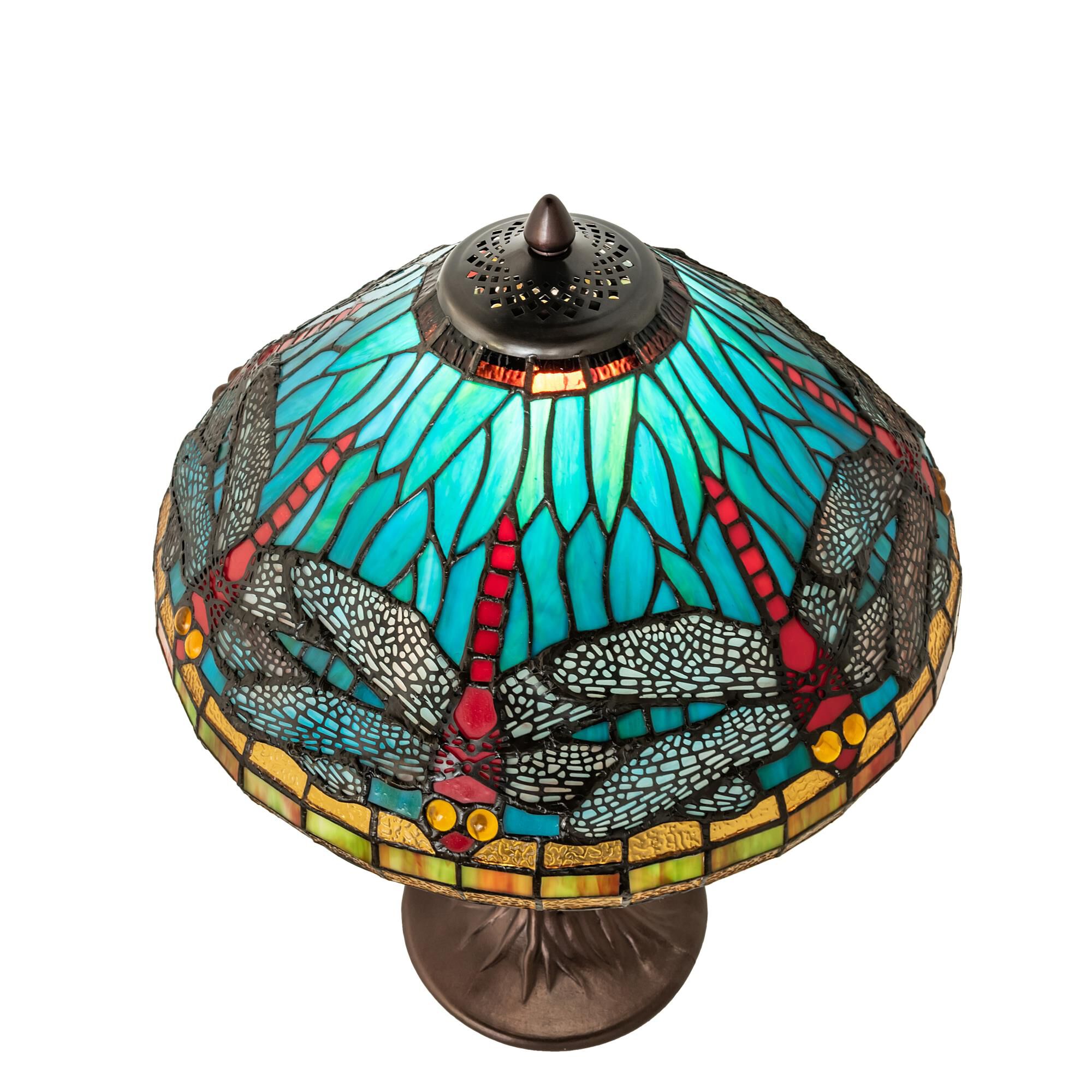 Shown in Mahogany Bronze finish and Green;Chocolate;White glass