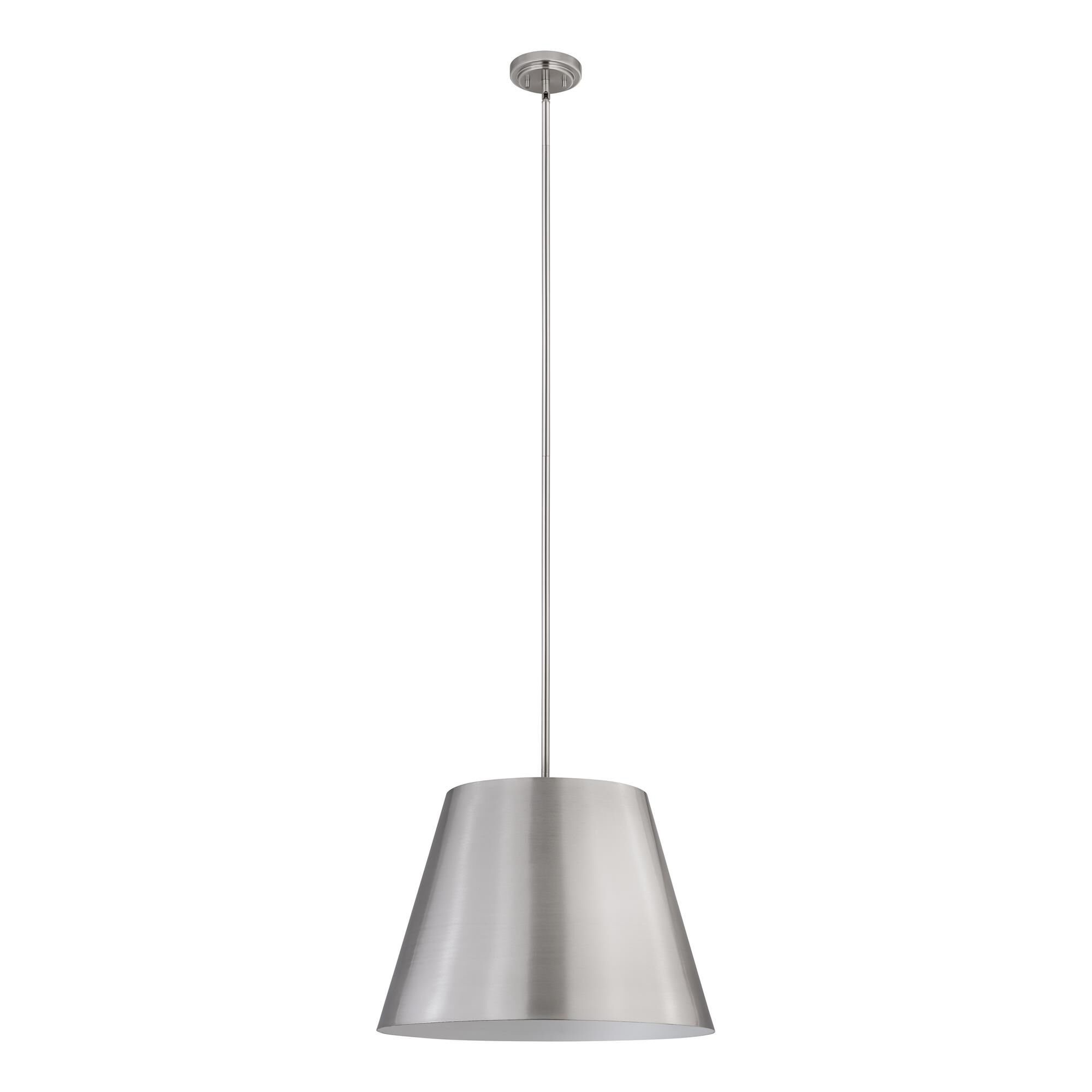 Shown in Brushed Nickel finish and Brushed Nickel shade