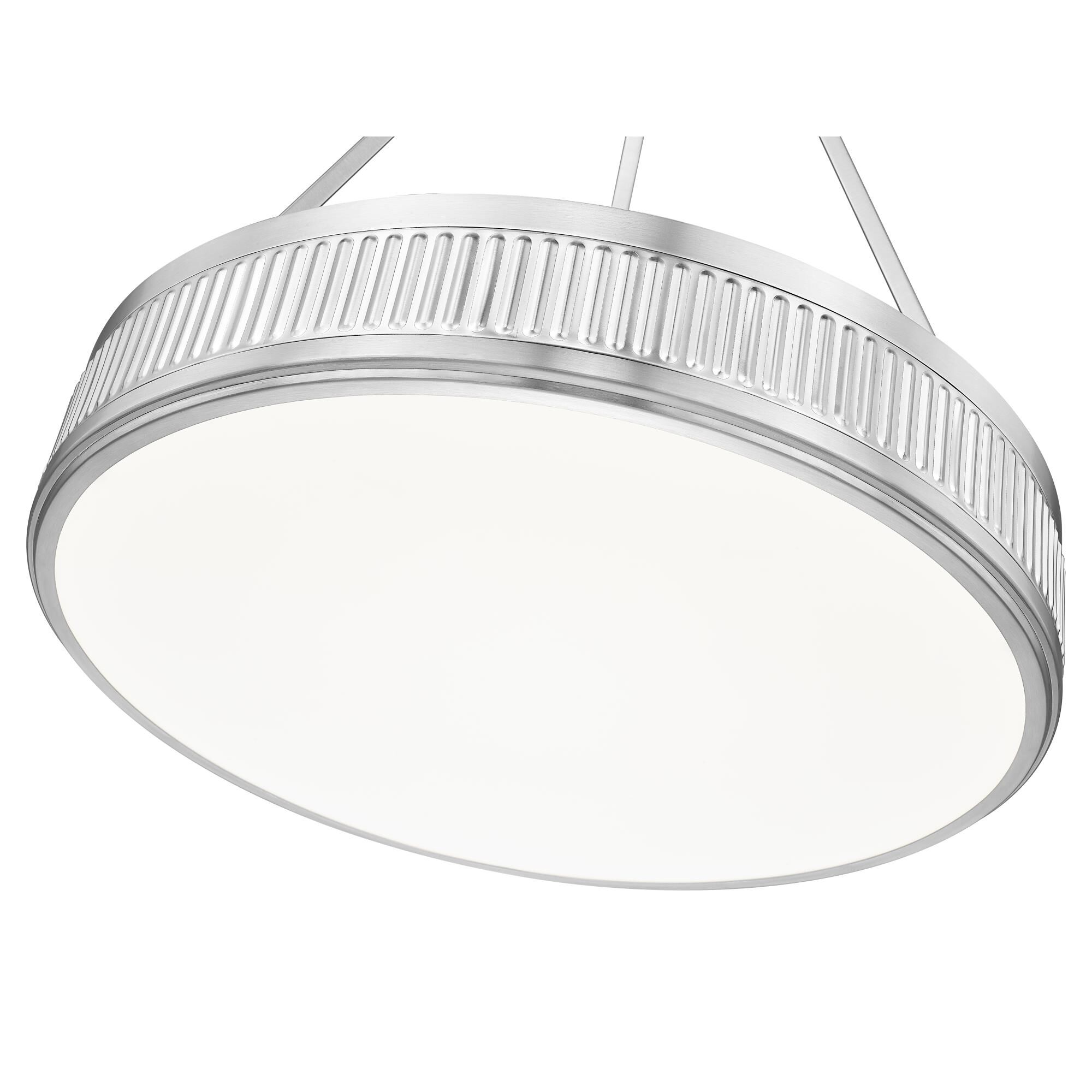 Shown in Satin Nickel finish and White glass