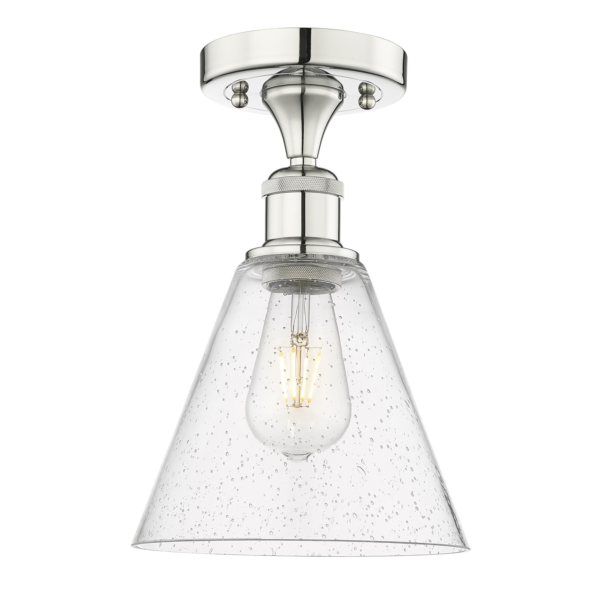 Shown in Polished Nickel finish and Seedy glass