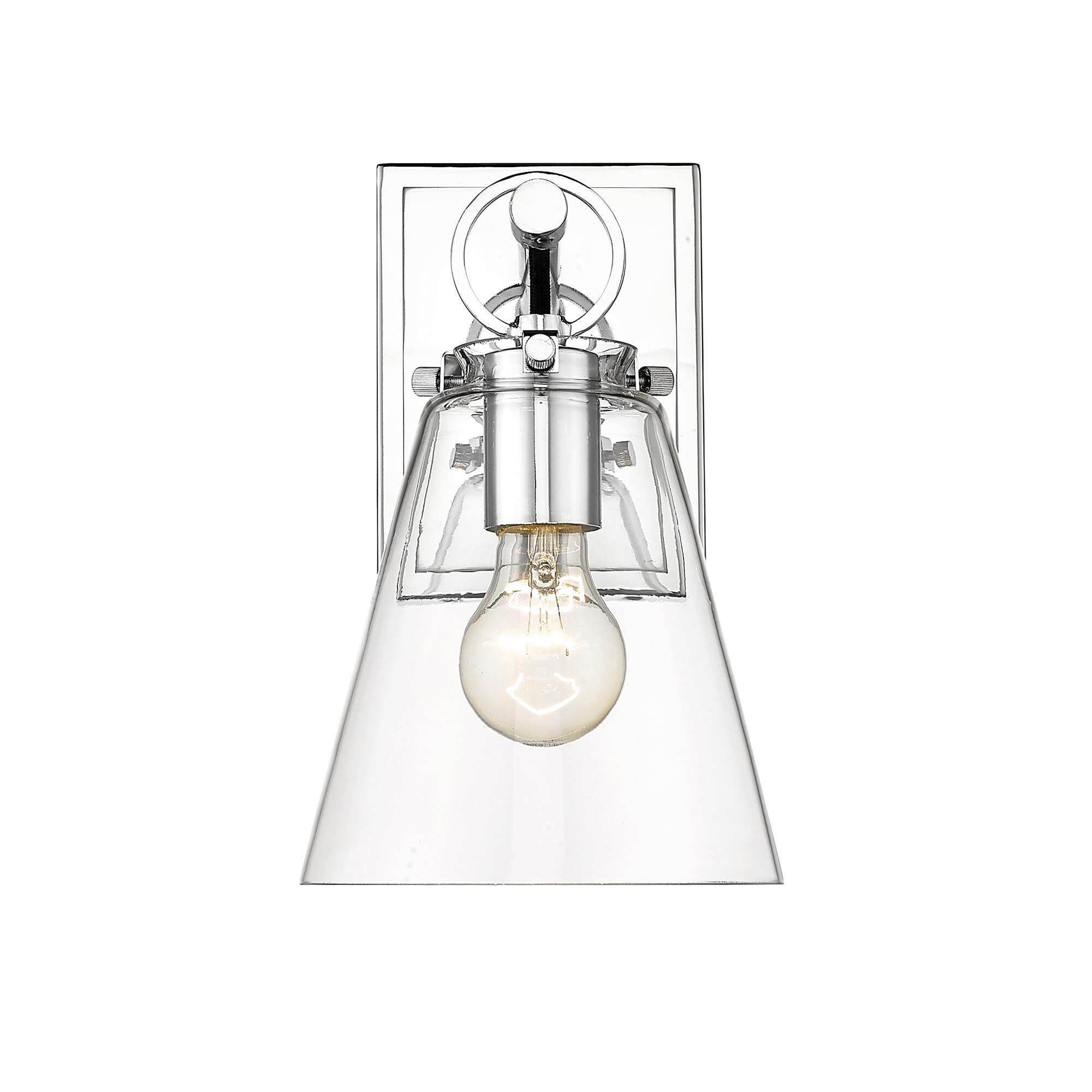 Shown in Chrome finish and Glass shade