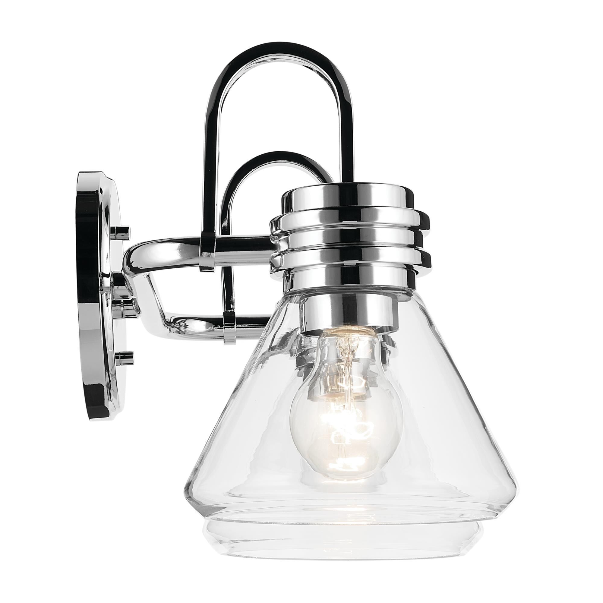 Shown in Chrome finish and Clear glass