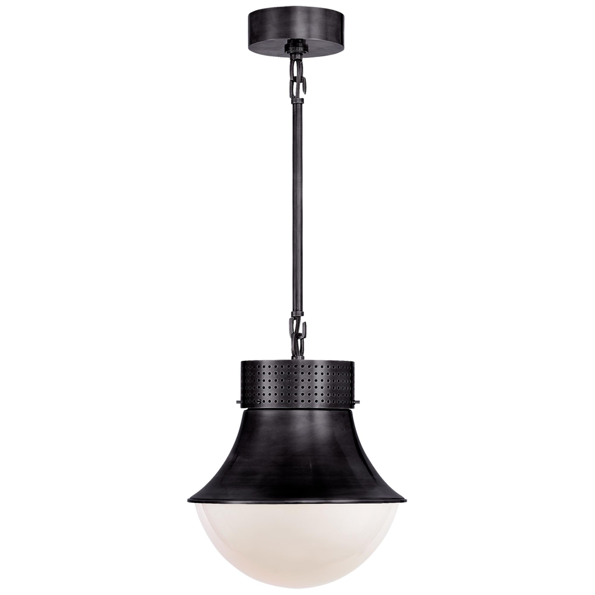 Shown in Bronze finish and White glass