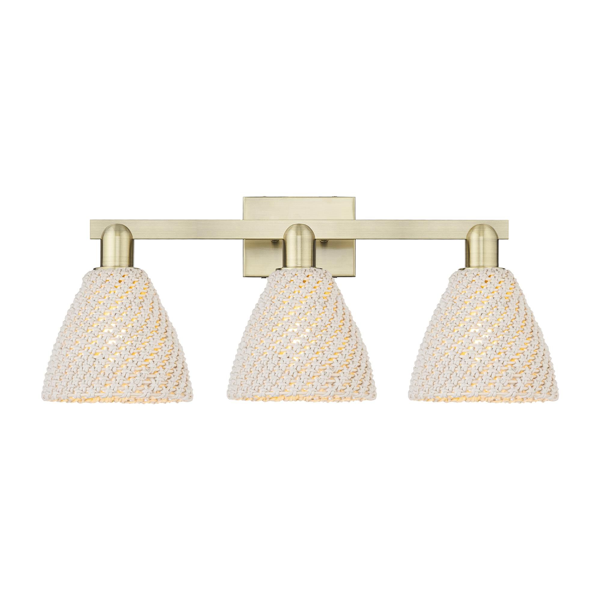 Shown in Antique Brass finish and Natural shade