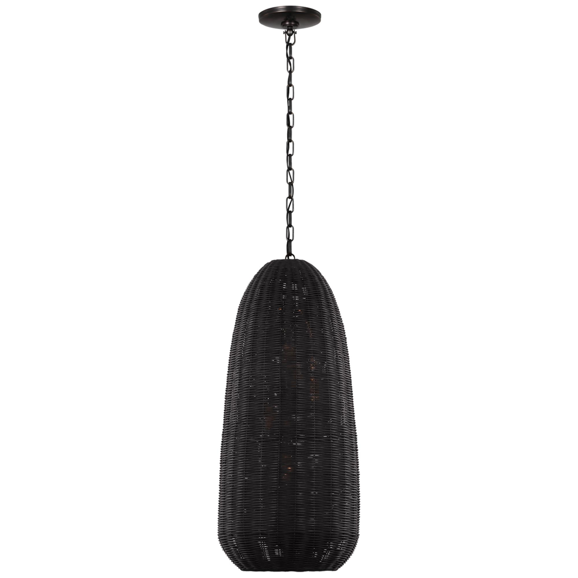 Shown in Bronze finish and Charcoal Wicker shade
