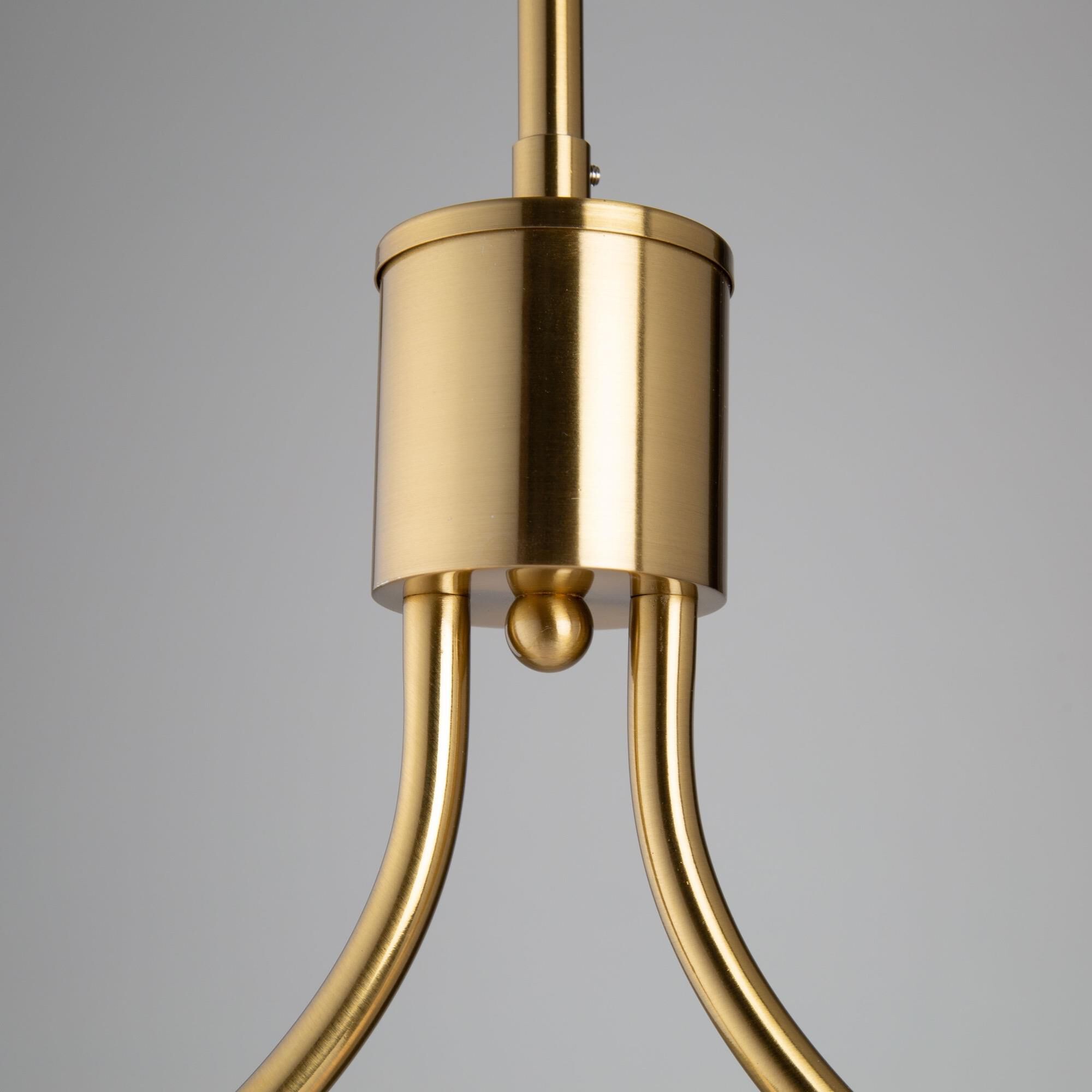 Shown in Brushed Gold finish and White Linen shade