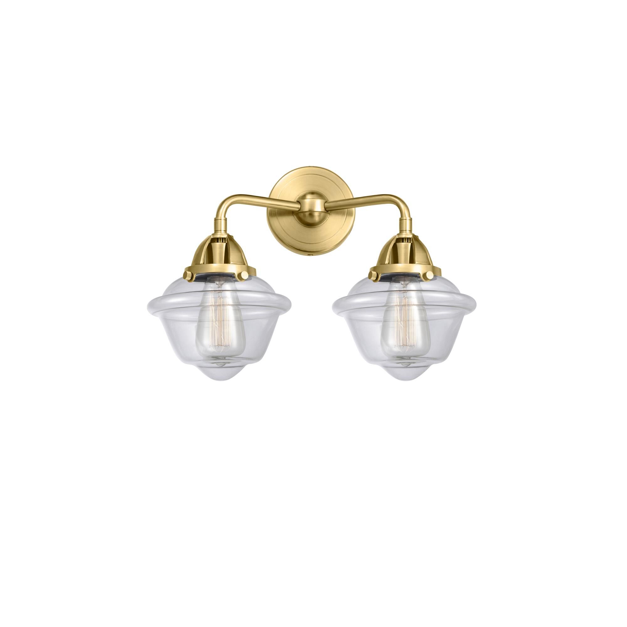 Shown in Satin Gold finish and Clear glass