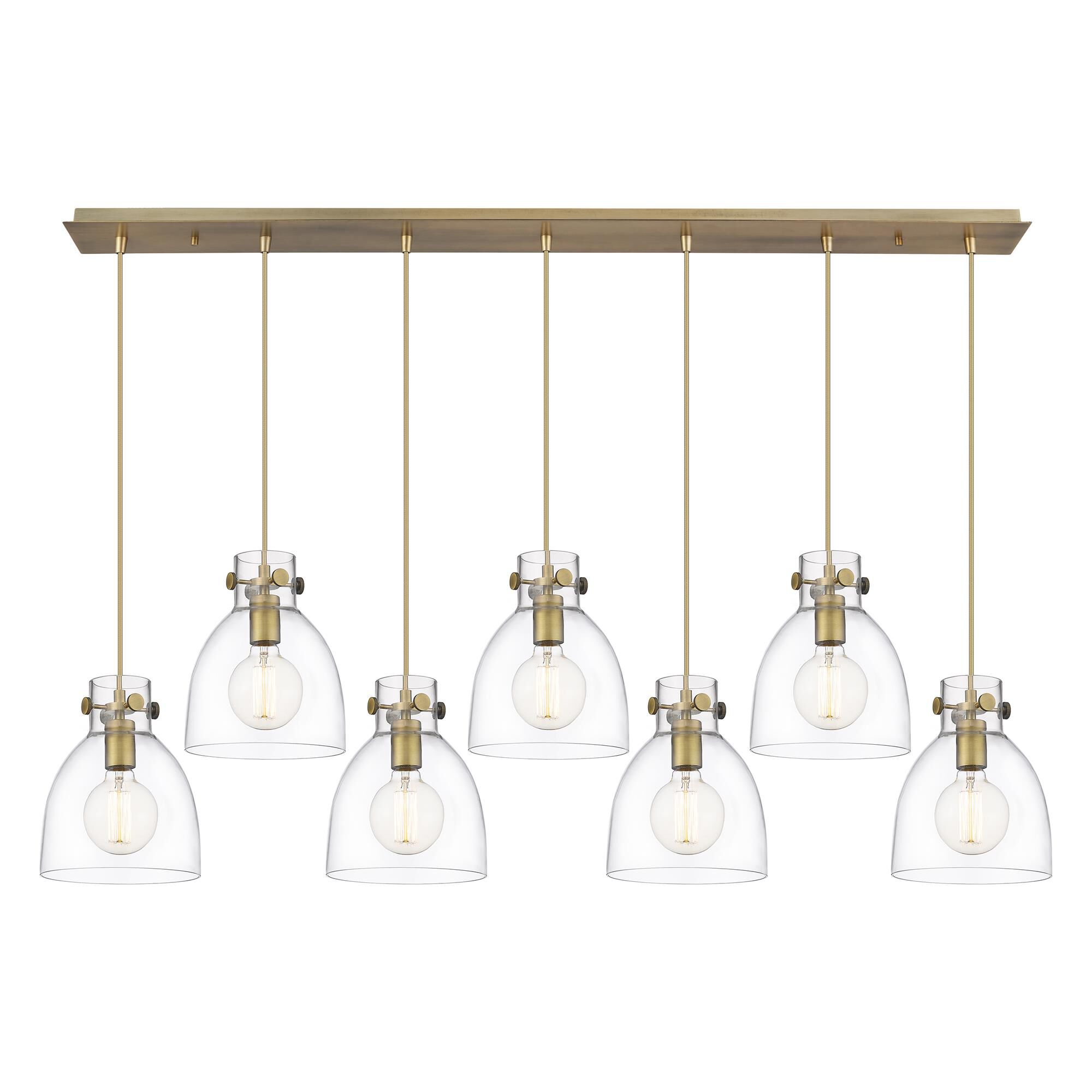 Shown in Brushed Brass finish and Clear glass and Clear Glass shade