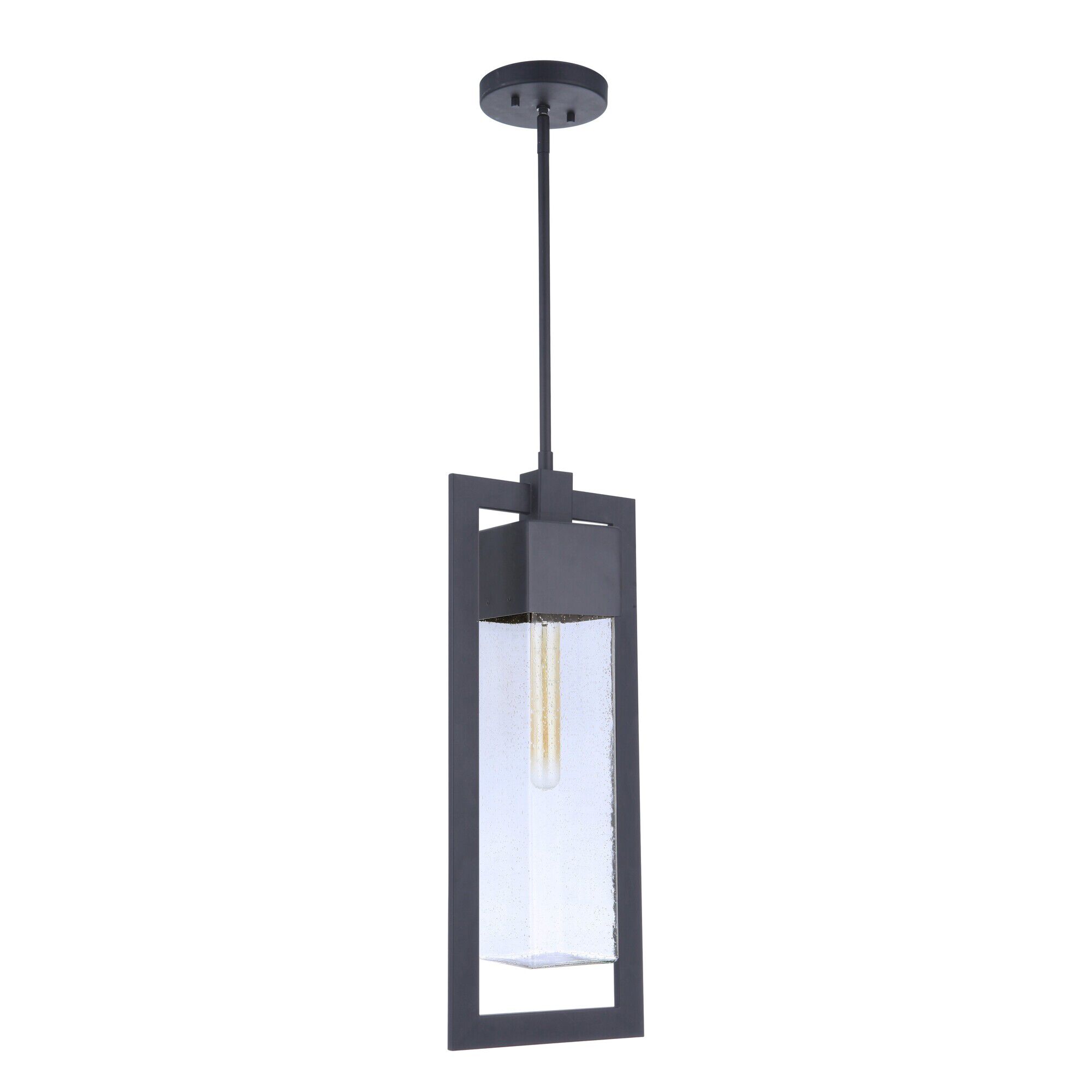 Shown in Midnight finish and Clear Seeded glass and Glass shade