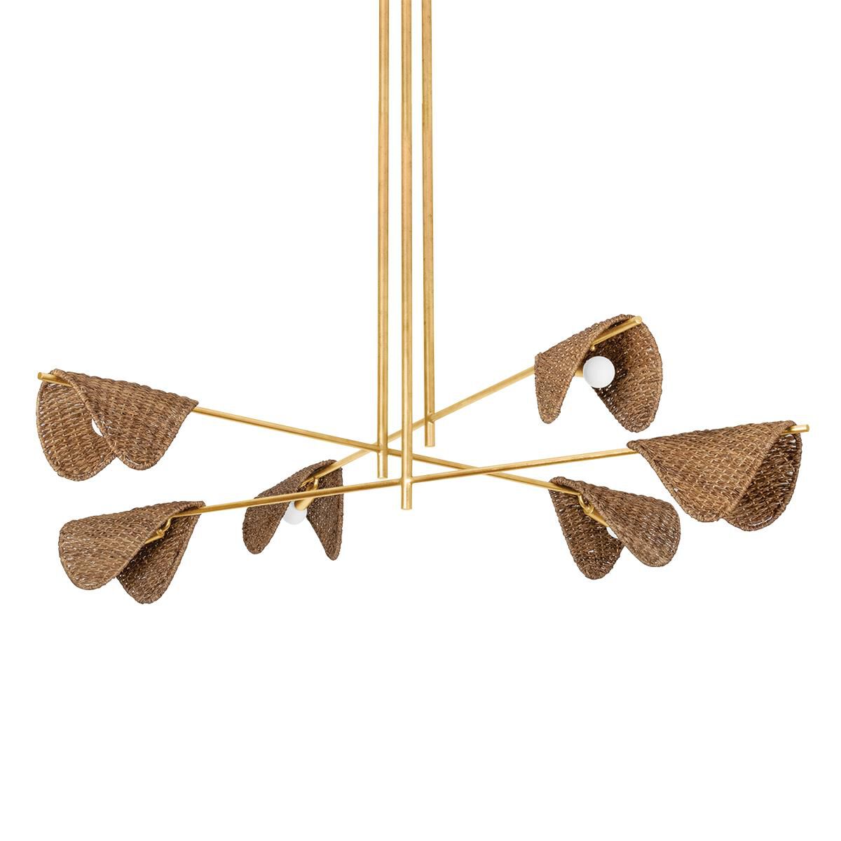 Shown in Vintage Gold Leaf finish and Natural Abaca shade