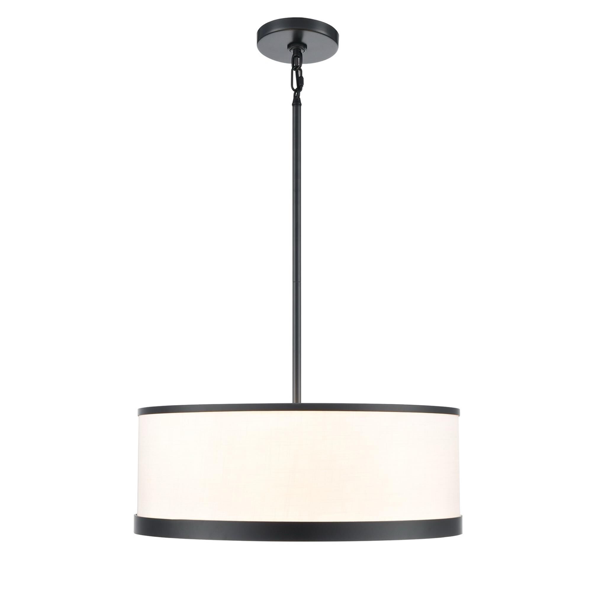 Shown in Black finish and White Fabric shade