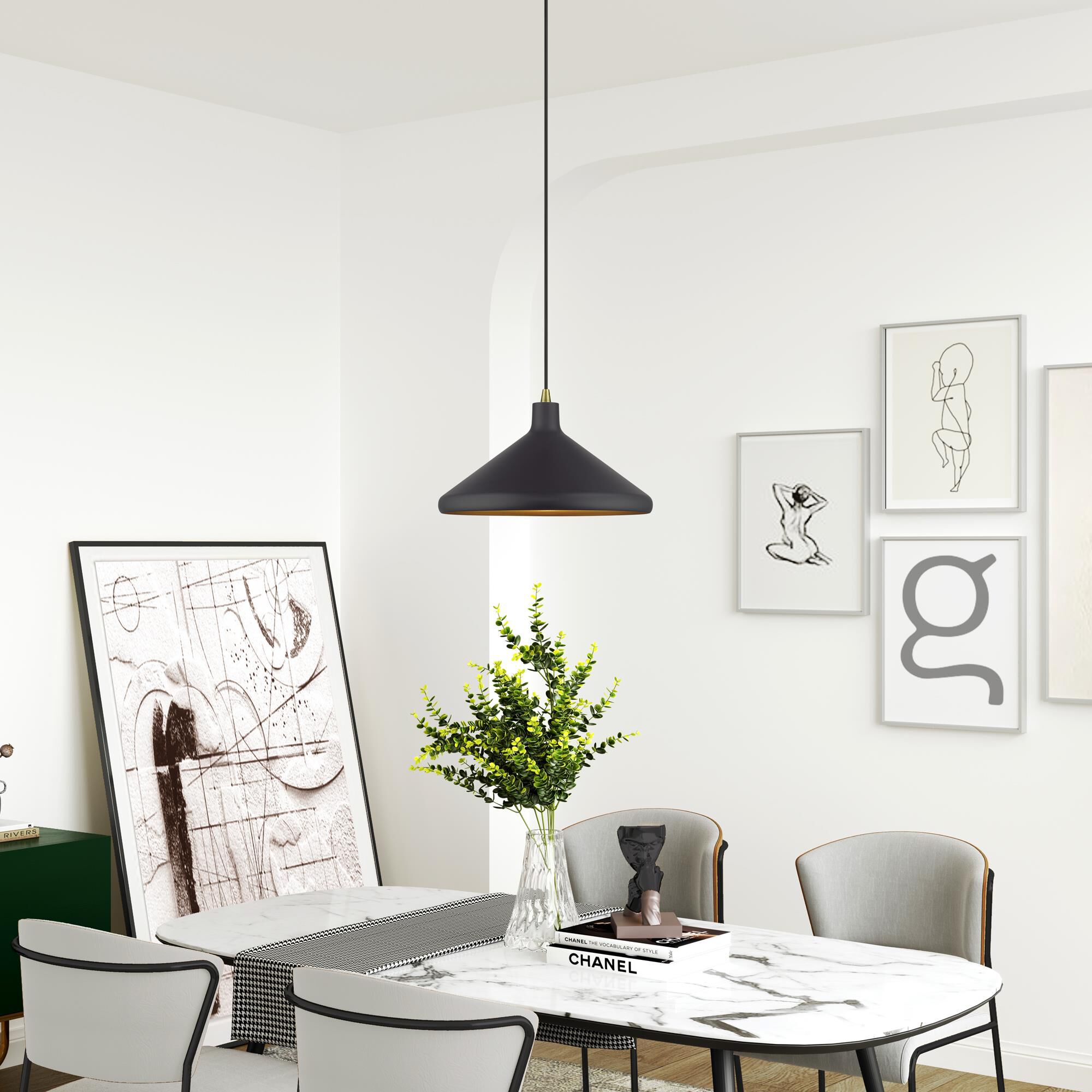 Shown in Bronze with Antique Brass Accents finish and Bronze Aluminum with Gold Inside shade