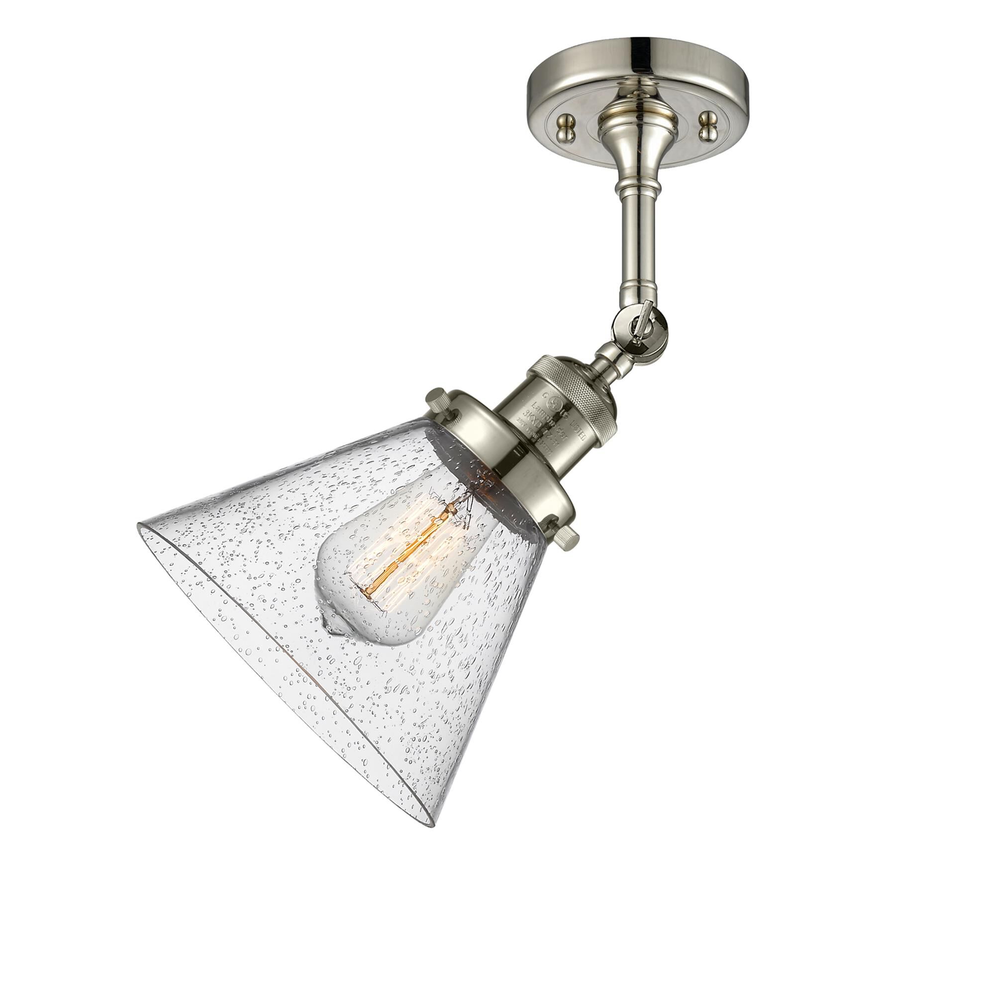 Shown in Polished Nickel finish and Seedy glass
