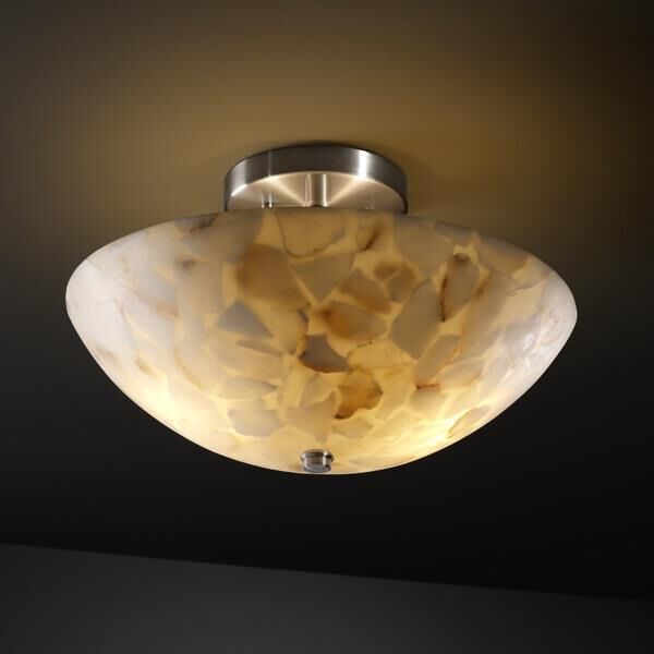 Shown in Brushed Nickel finish and Shaved Alabaster Rocks Cast Into Resin glass and Round Bowl accent