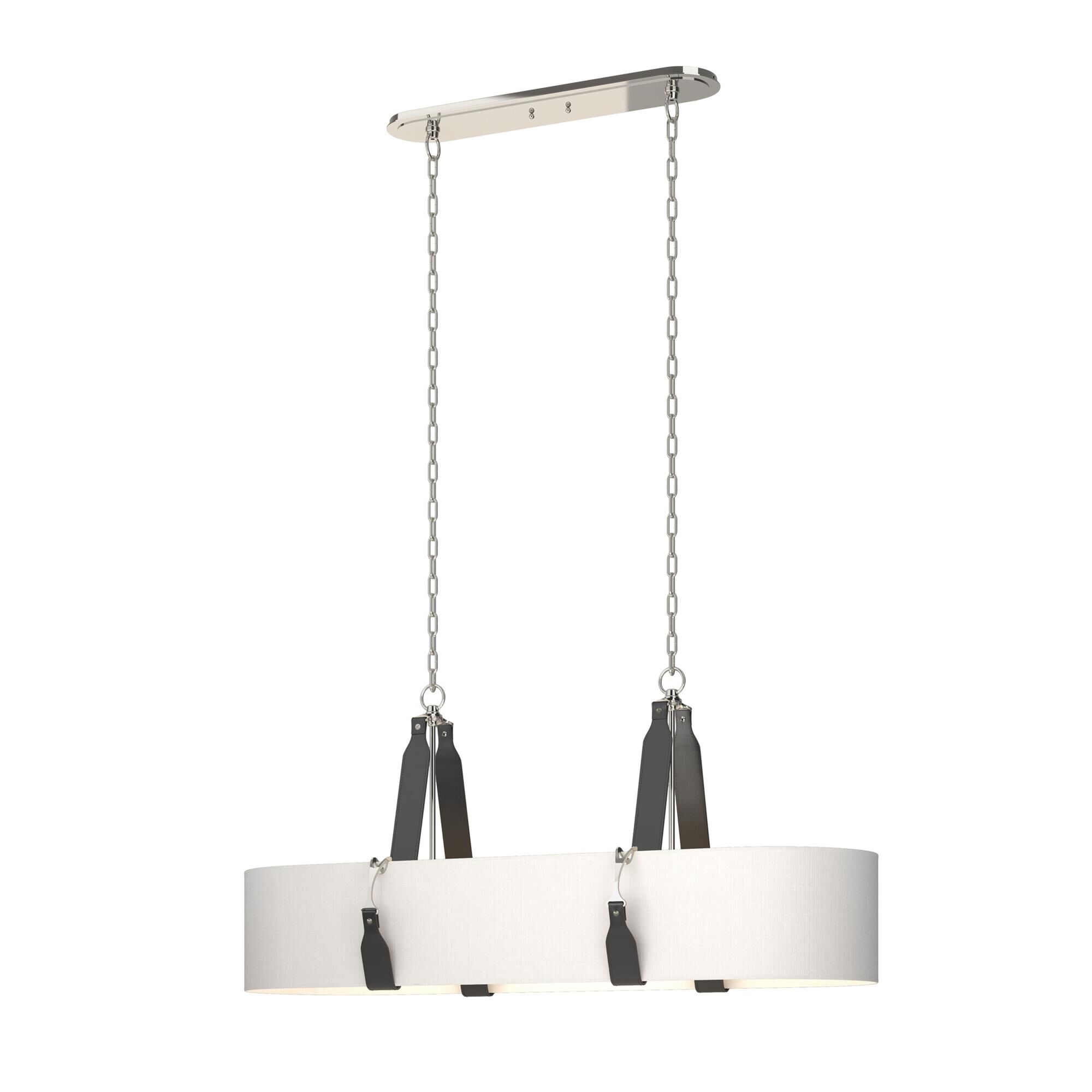 Shown in Polished Nickel finish and Natural Anna shade and Leather Black accent