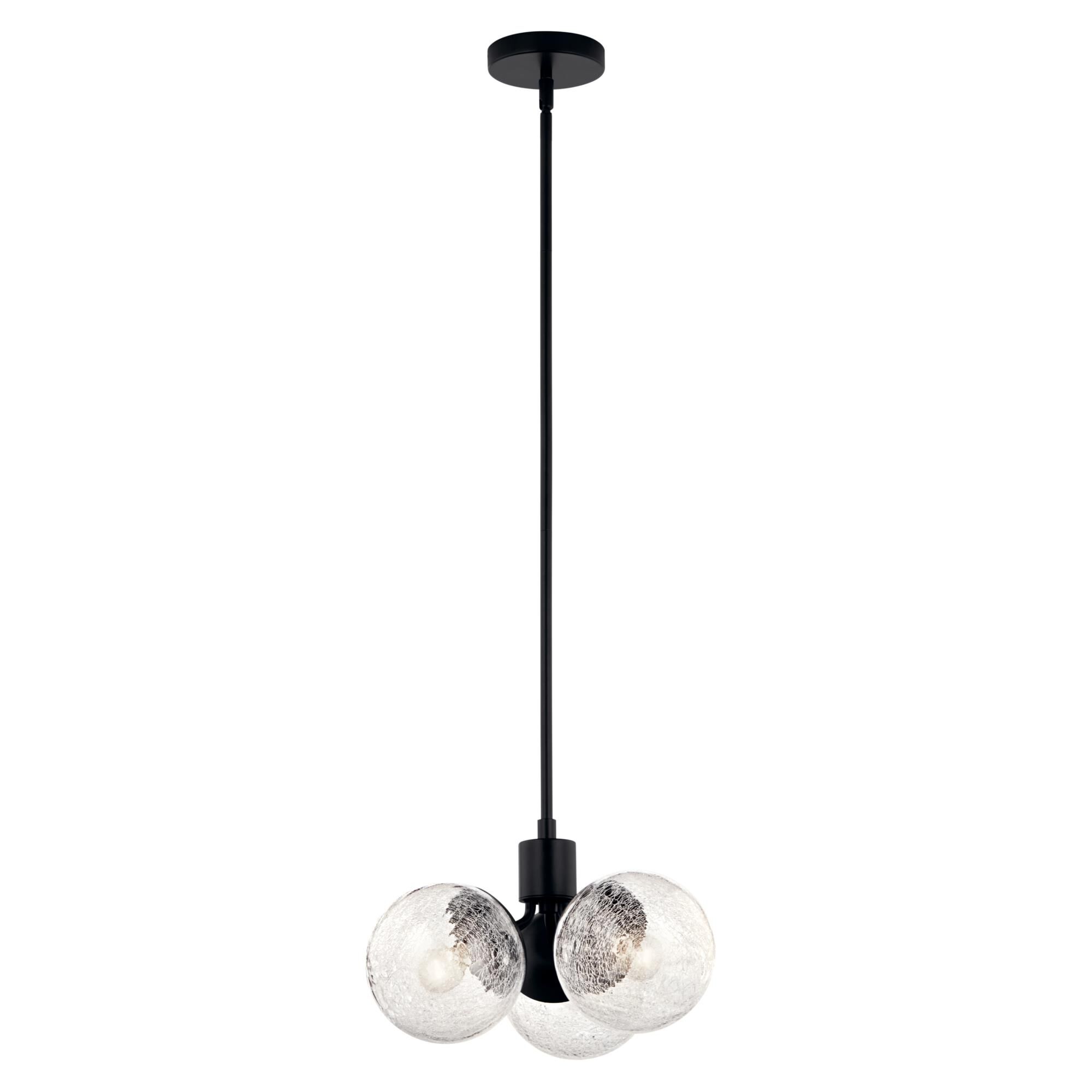 Shown in Black finish and Clear Crackle glass