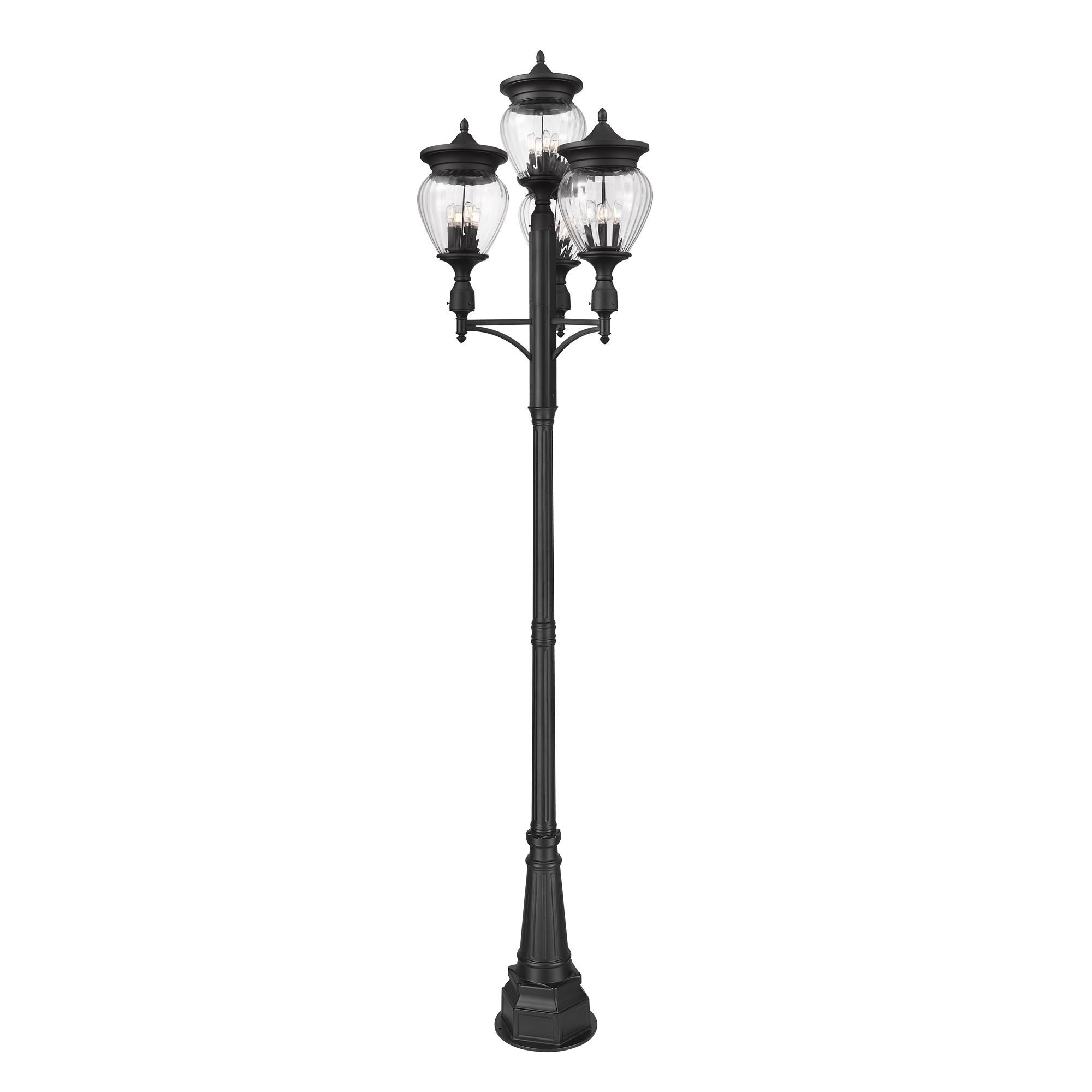 Shown in Black finish and Clear Ribbed glass and Clear Ribbed shade
