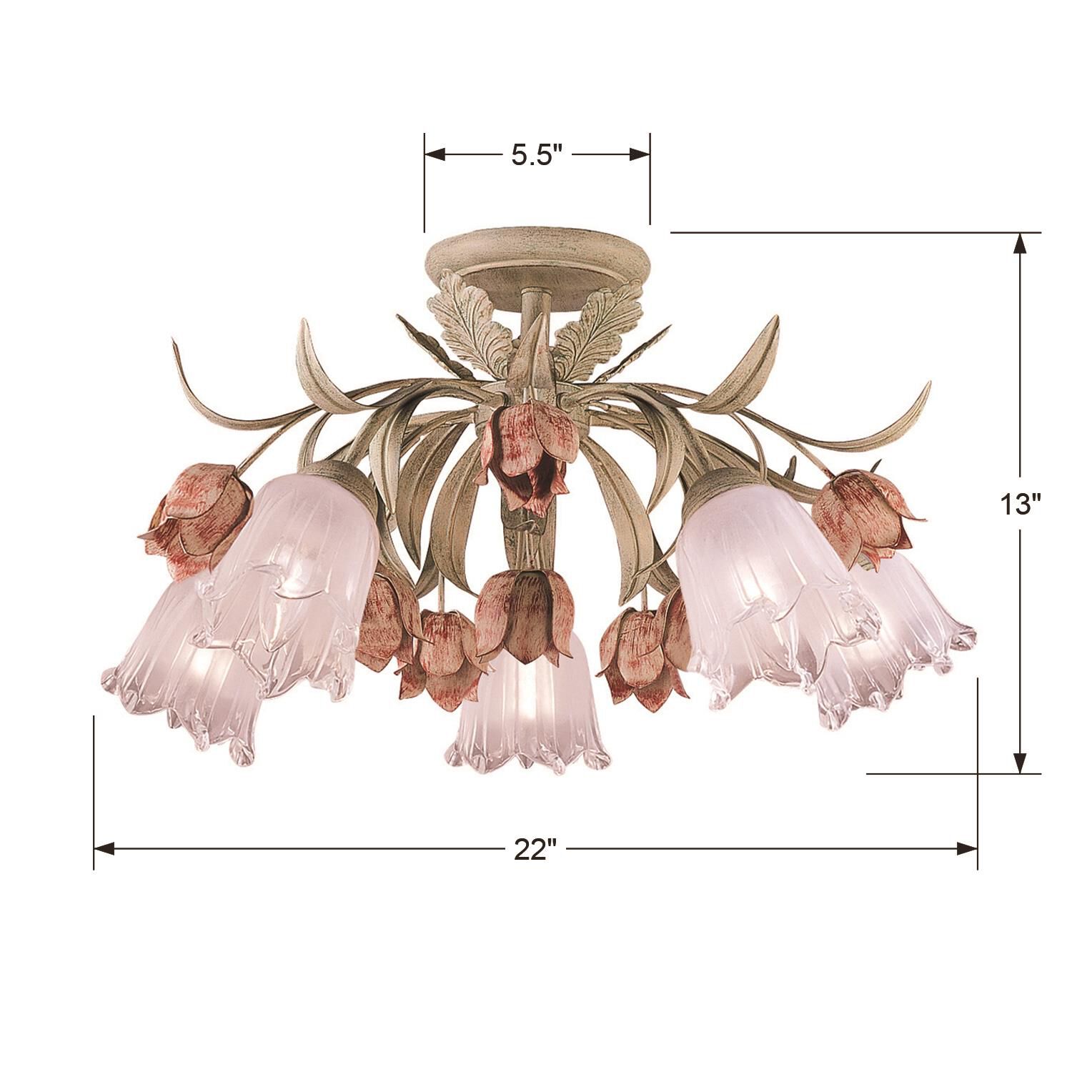 Southport 22 Inch 5 Light Semi Flush Mount by Crystorama