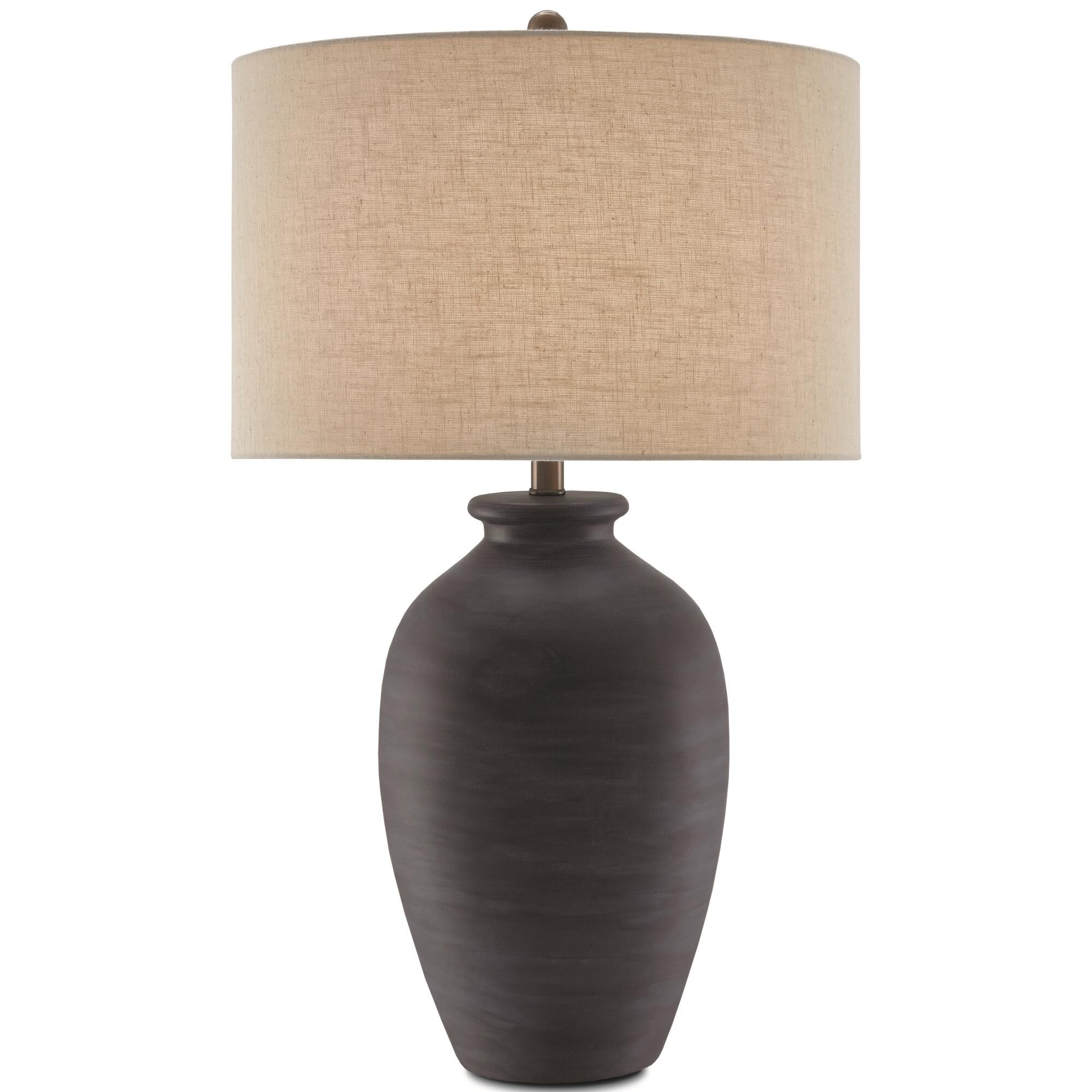 Shown in Scarab Blue-Bronze finish and Coarse White Linen shade