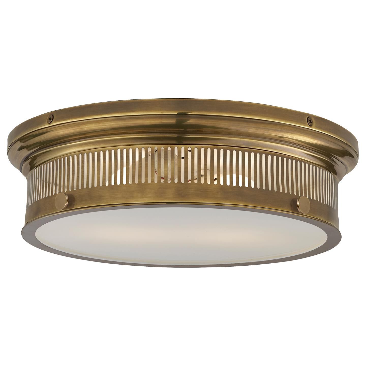 Shown in Antique-Burnished Brass finish and White glass