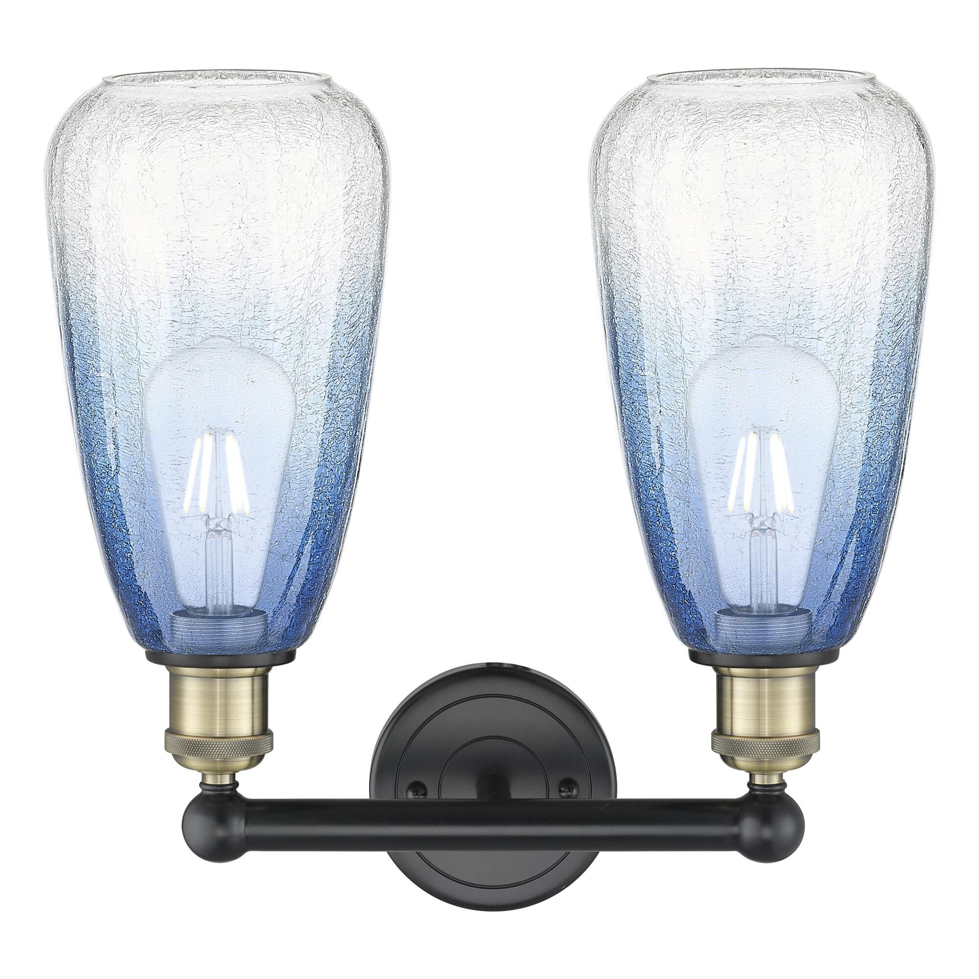 Shown in Black Antique Brass finish and Sapphire Blue glass