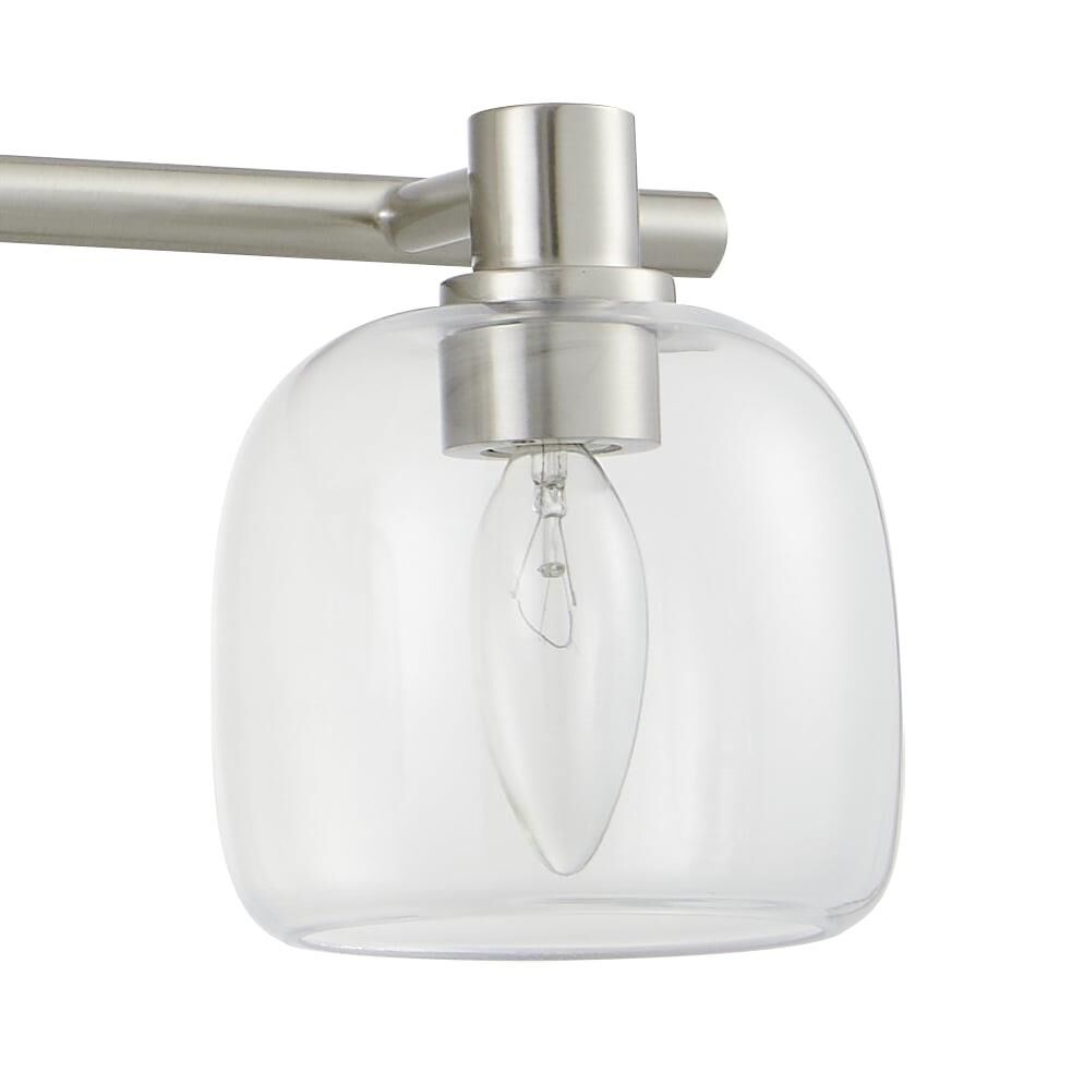 Shown in Brushed Nickel finish and Clear glass