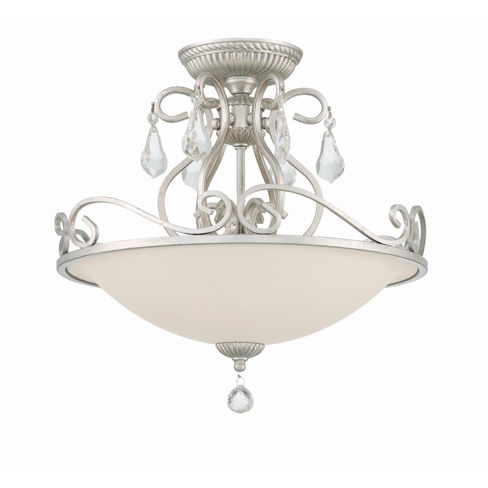 Shown in Olde Silver finish and Hand Cut Crystal crystal and Frosted glass