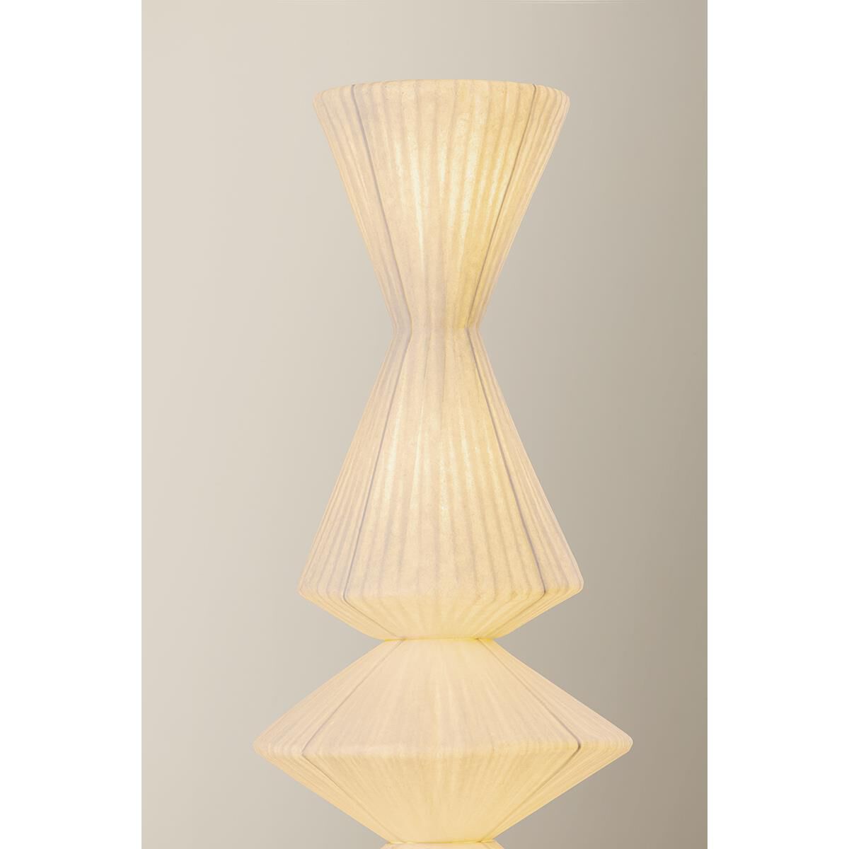 Shown in Aged Brass finish and Handmade Paper shade
