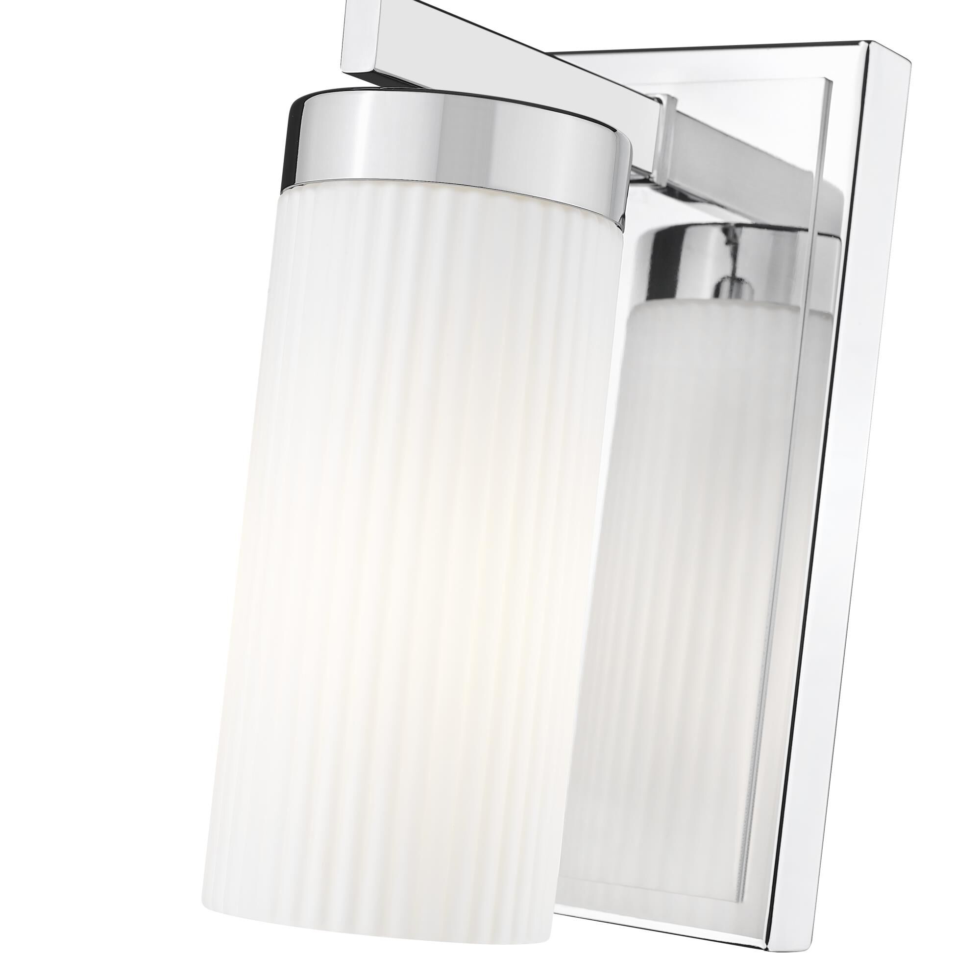 Shown in Chrome finish and White glass and White shade