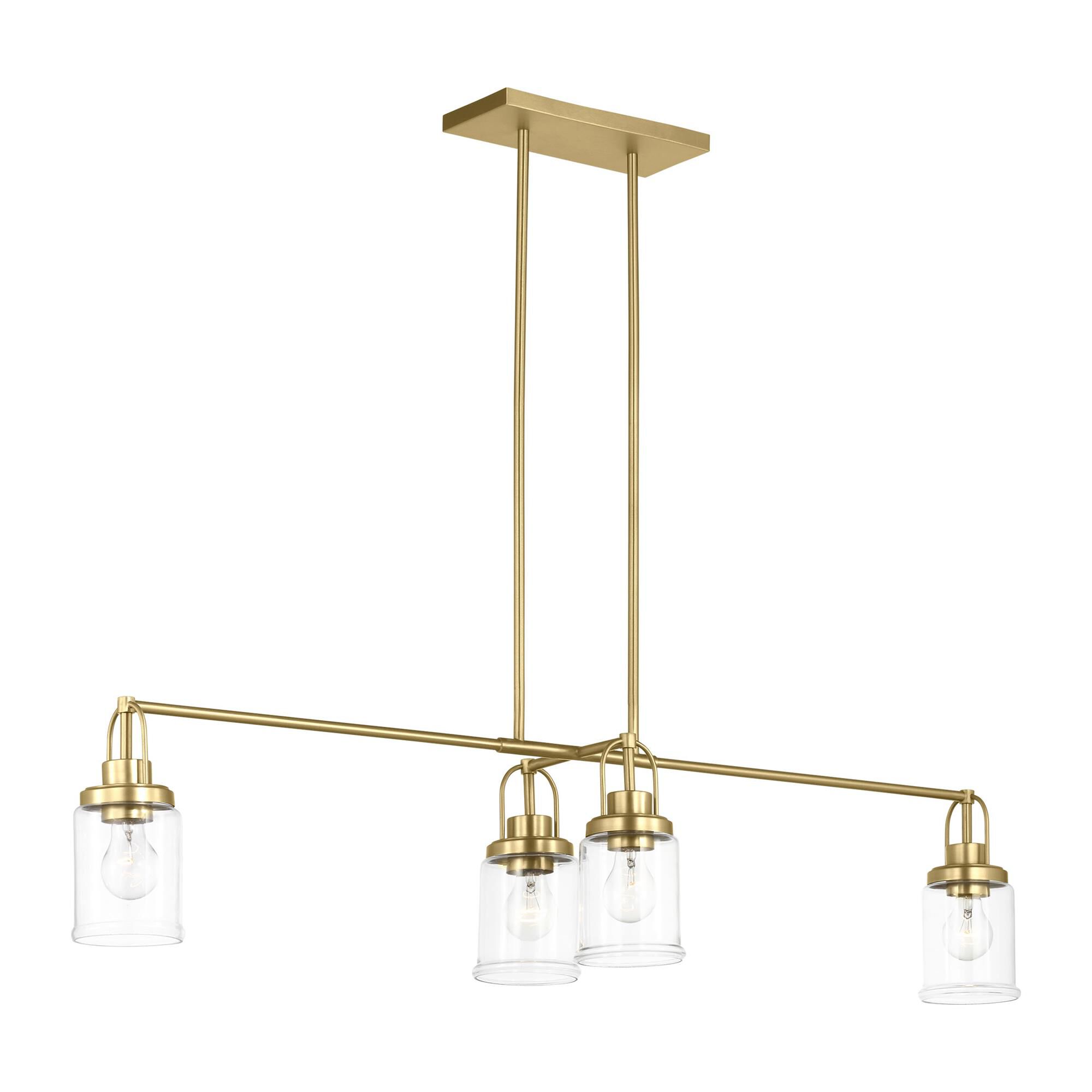 Shown in Satin Brass finish and Clear glass