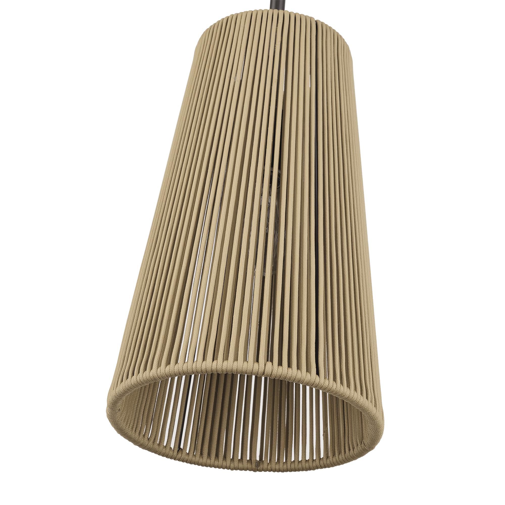 Shown in English Bronze finish and Hand-Woven Venetian Gold Color Polyester Rope shade