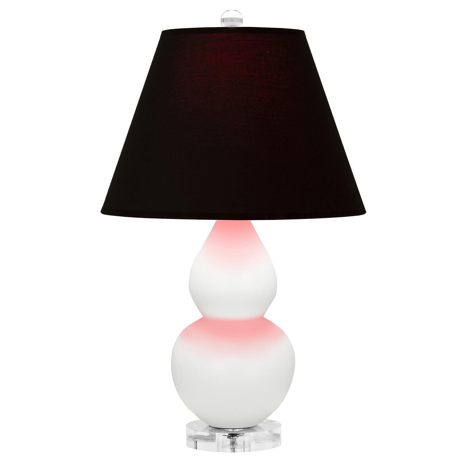 Shown in Matte Daisy finish and Ink Black with Rose Red Lining shade and Lucite accent