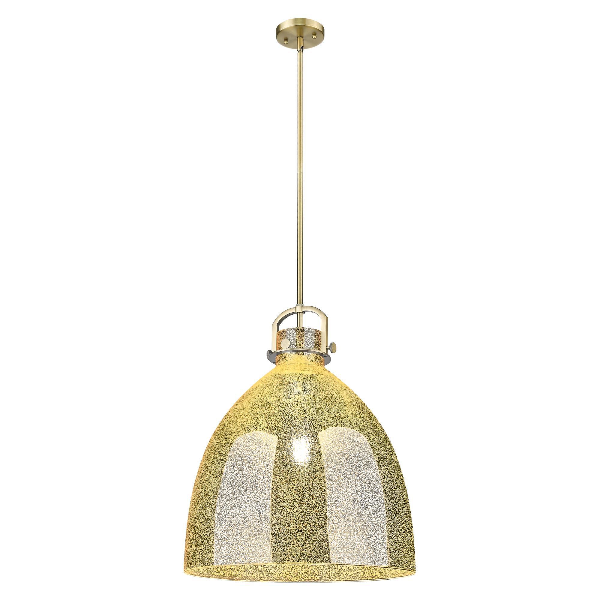 Shown in Brushed Brass finish and Mercury shade