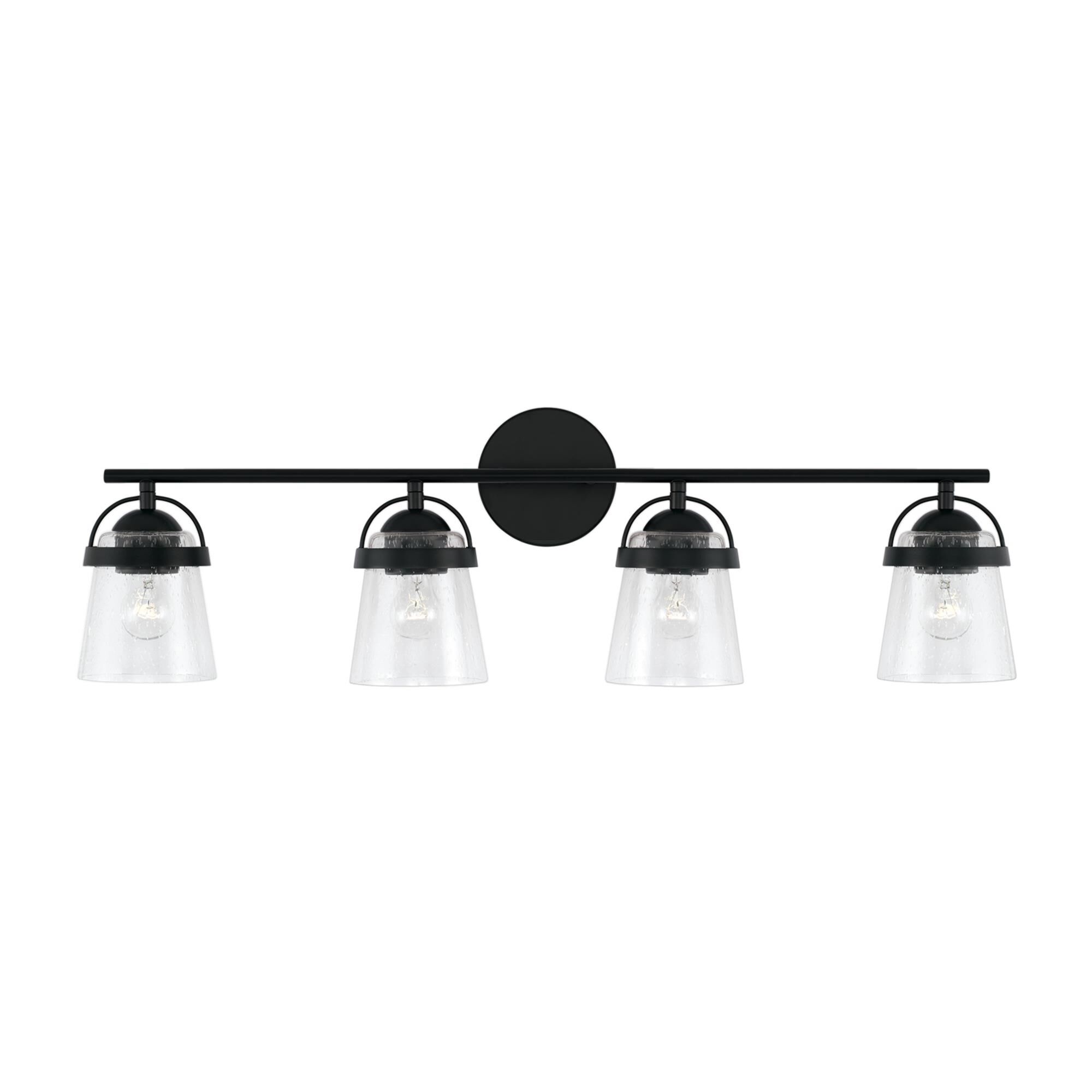 Shown in Matte Black finish and Clear Seeded glass
